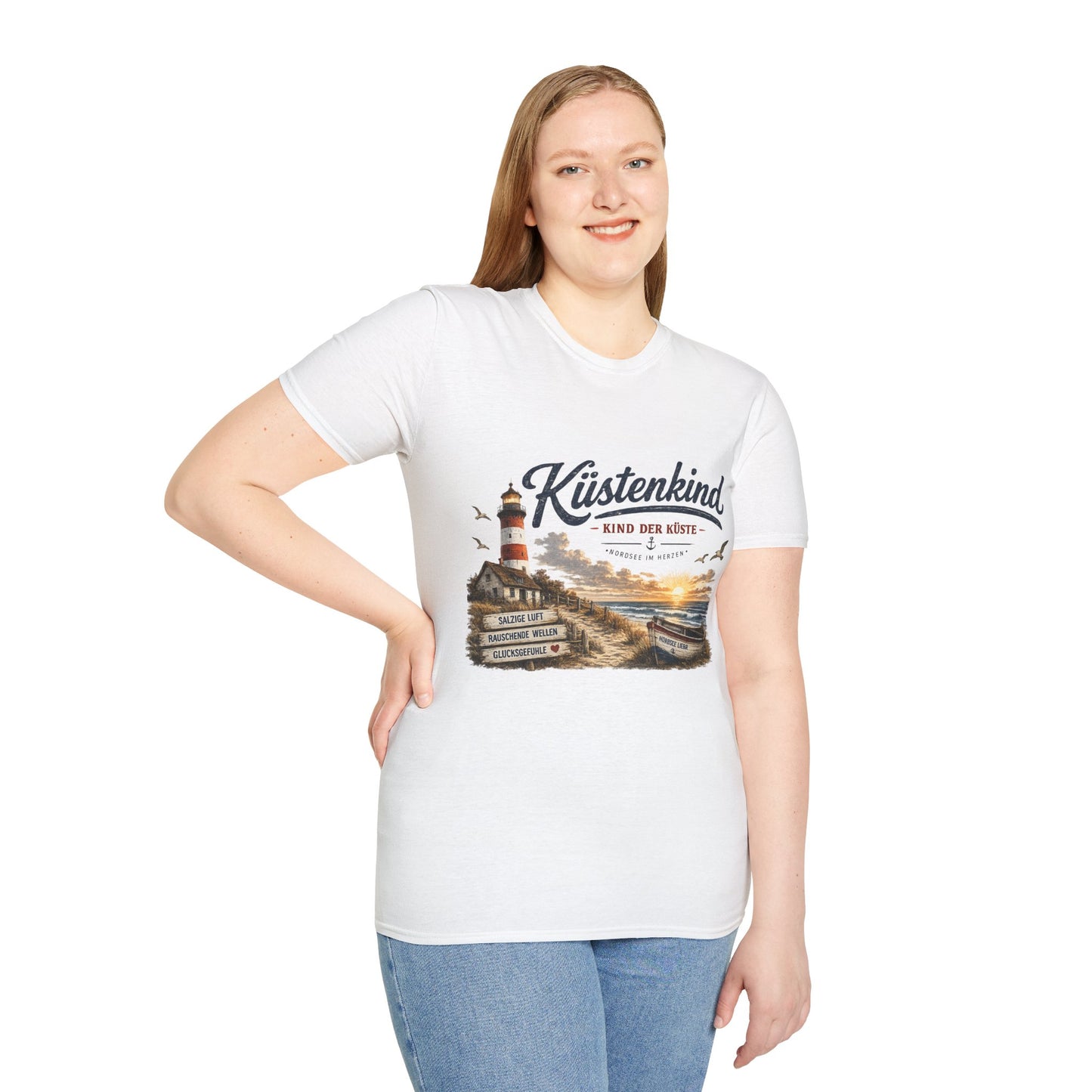 Küstenkind T-Shirt – Kind der Küste | Nordsee im Herzen | Vintage Leuchtturm Strand Design | Maritimes Sommer Shirt