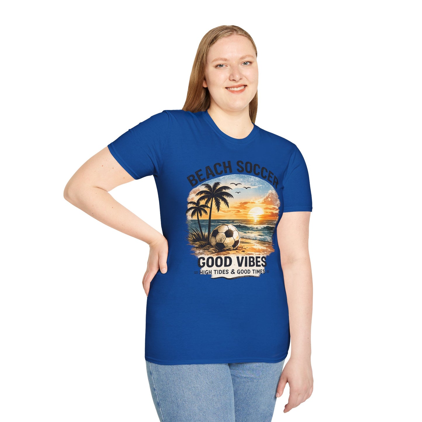 Beach Soccer – Good Vibes T-Shirt | Strandfußball & Sommer Feeling | High Tides & Good Times