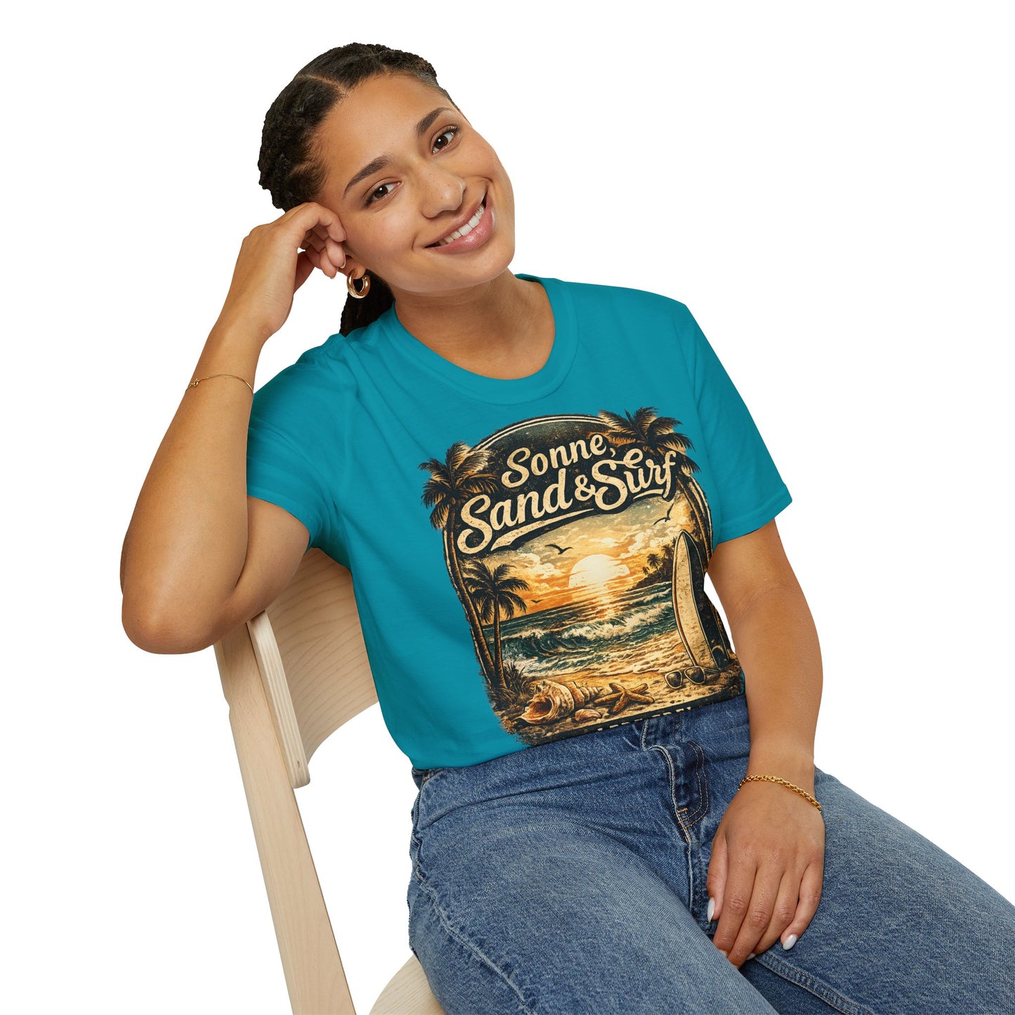🌴 Sonne, Sand & Surf T-Shirt – Lebe Frei | Vintage Beach Lifestyle Design