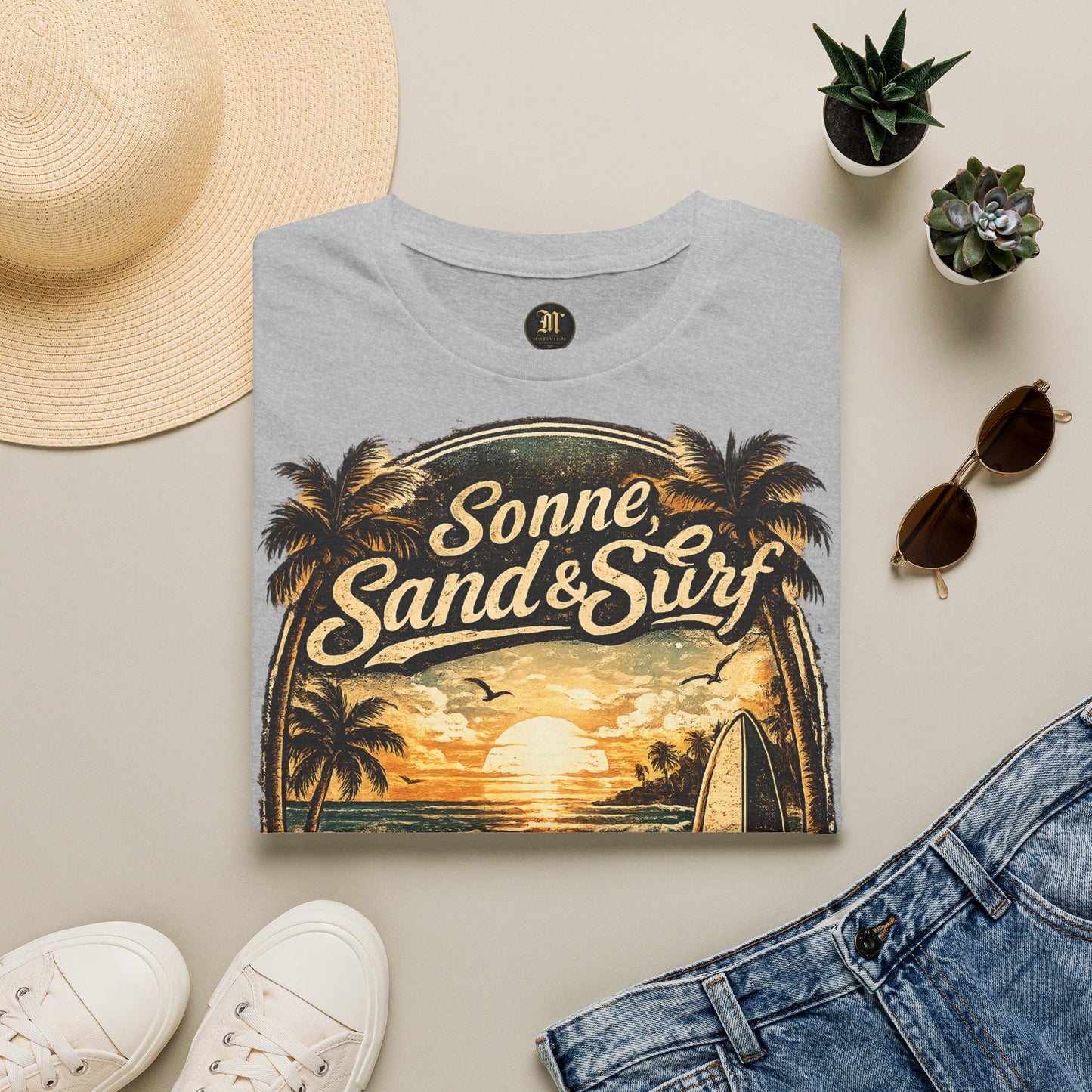 🌴 Sonne, Sand & Surf T-Shirt – Lebe Frei | Vintage Beach Lifestyle Design