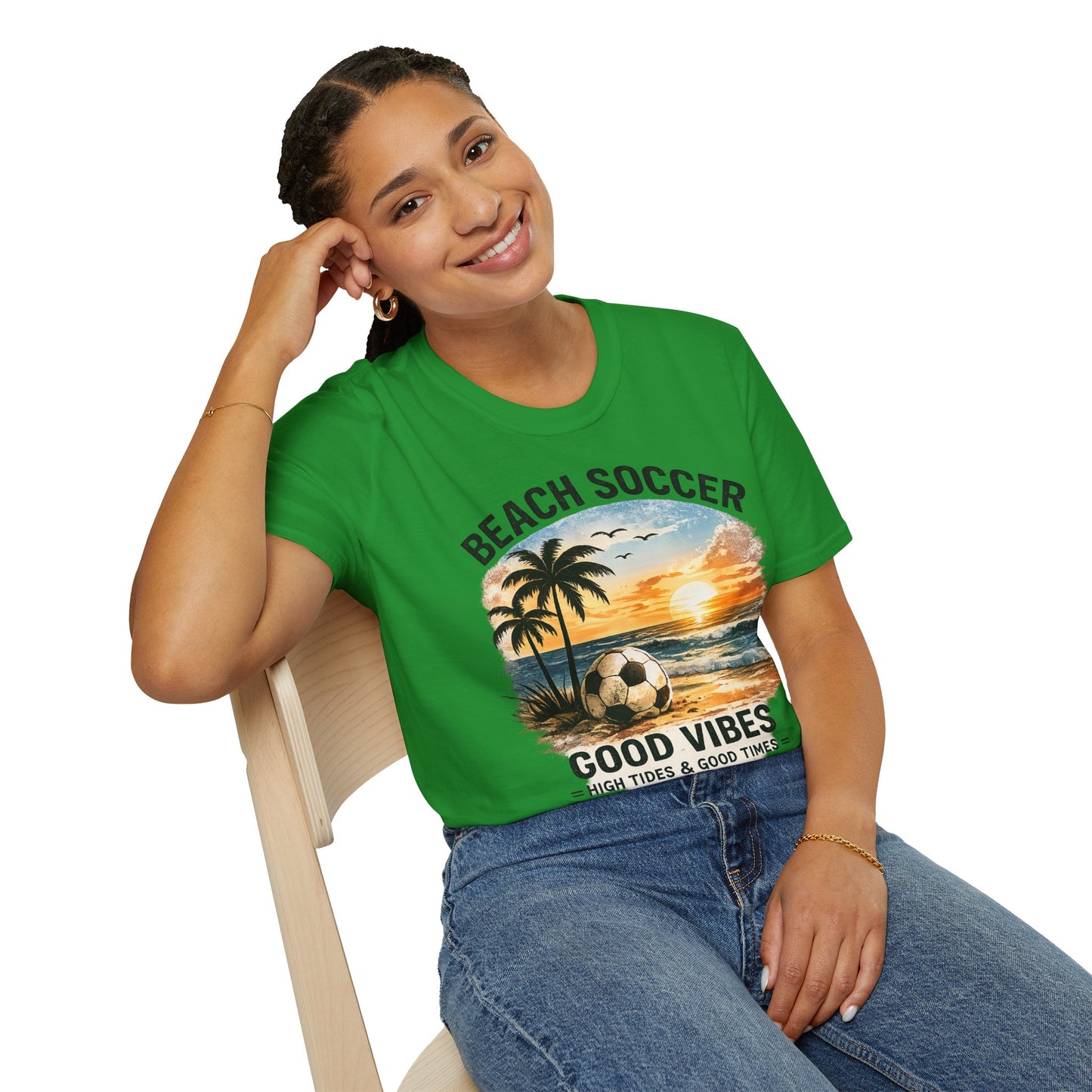 Beach Soccer – Good Vibes T-Shirt | Strandfußball & Sommer Feeling | High Tides & Good Times
