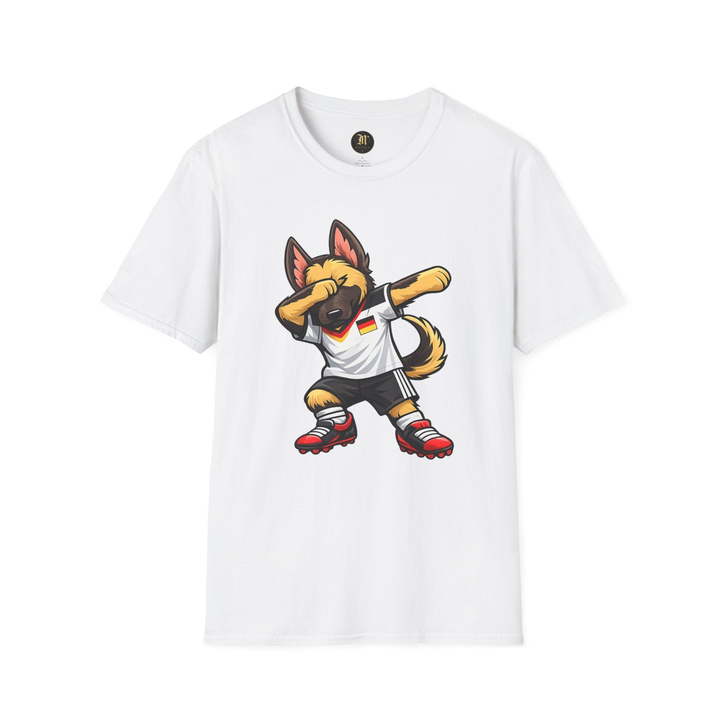 Deutschland Fußball Fan Hund T-Shirt – Front & Back Print Schäferhund Dabbing Fan-Shirt