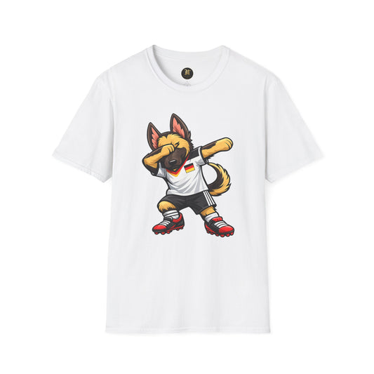 Deutschland Fußball Fan Hund T-Shirt – Front & Back Print Schäferhund Dabbing Fan-Shirt