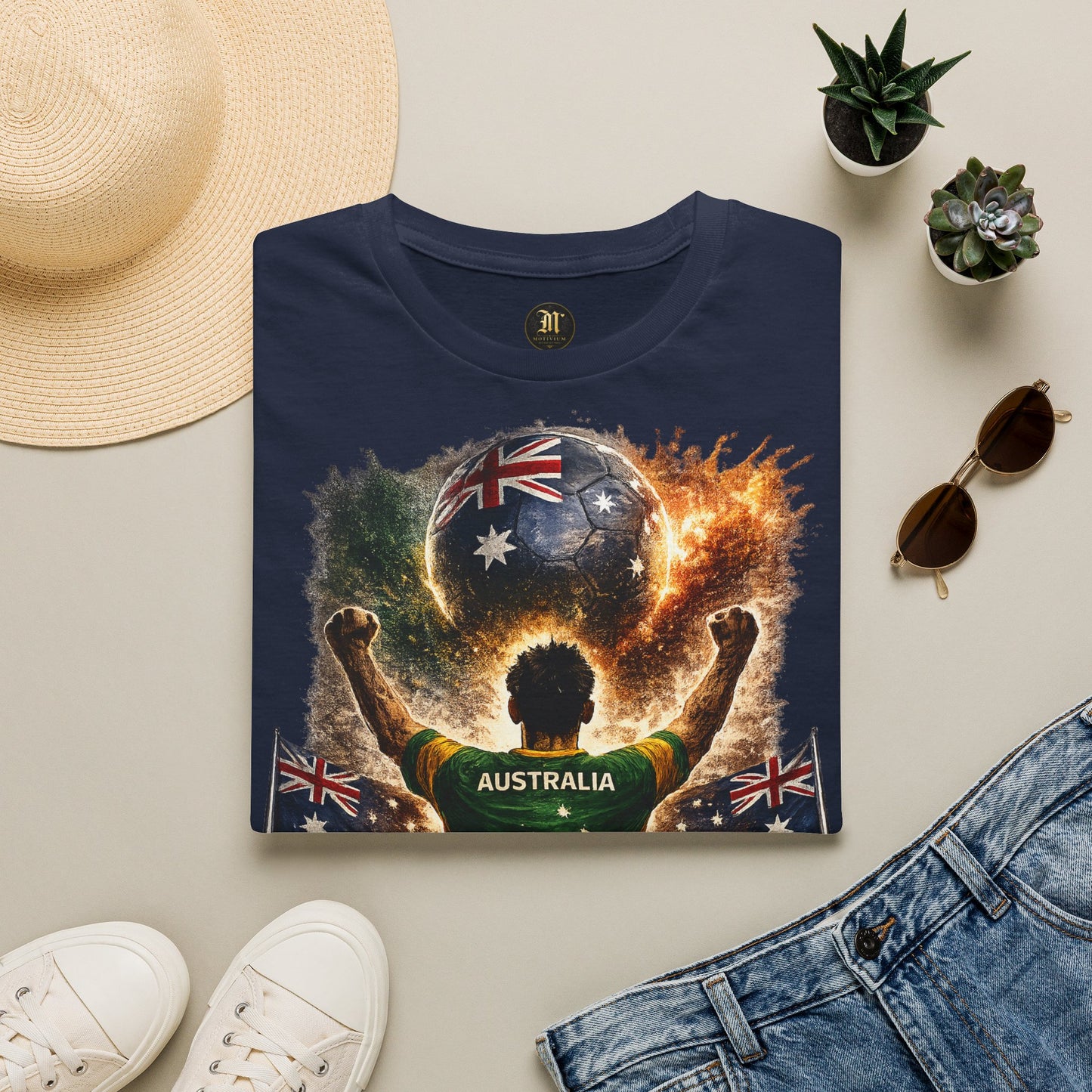 Australien Fußball Fan T-Shirt – Australien Flagge Supporter Design | Fußball Fanartikel | Geschenk für Fußballfans