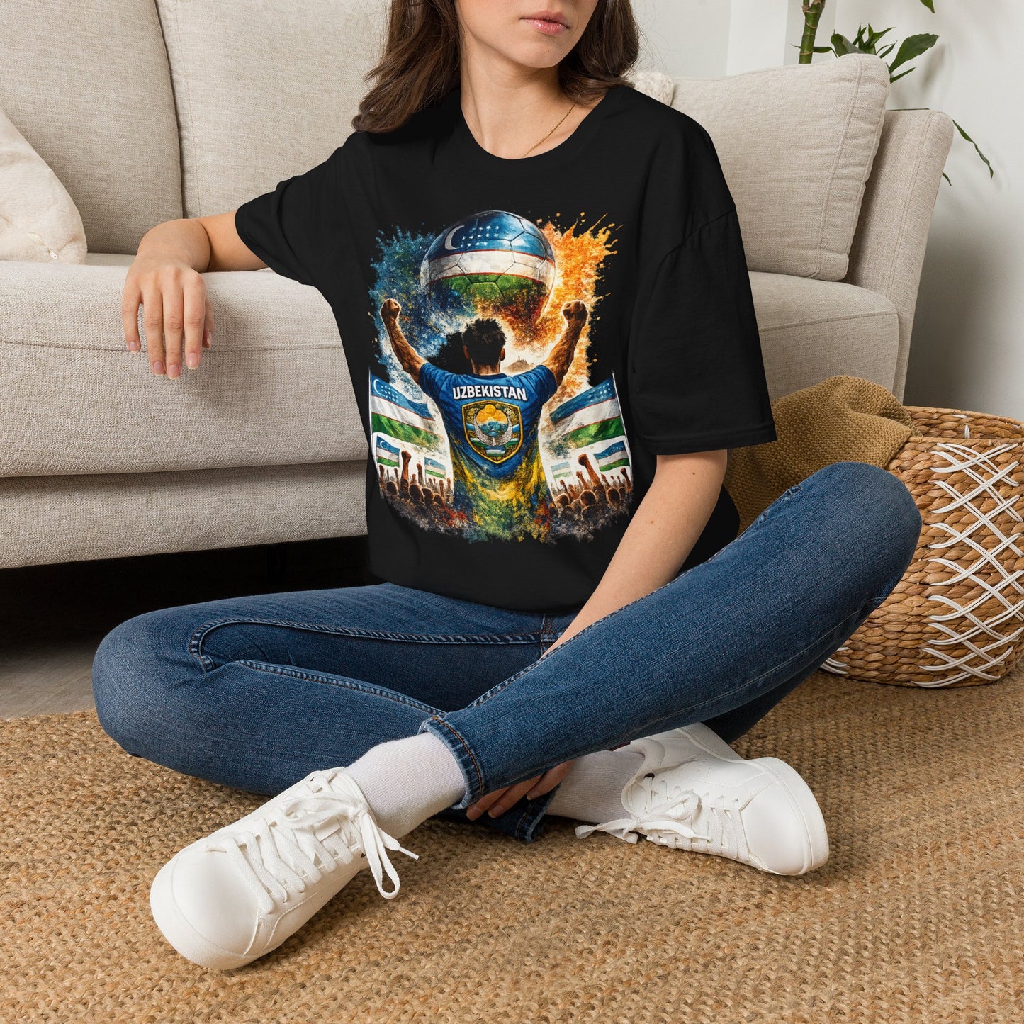 Usbekistan Fußball Fan T-Shirt – Usbekistan Flagge Supporter Design | Fußball Fanartikel | Geschenk für Fußballfans