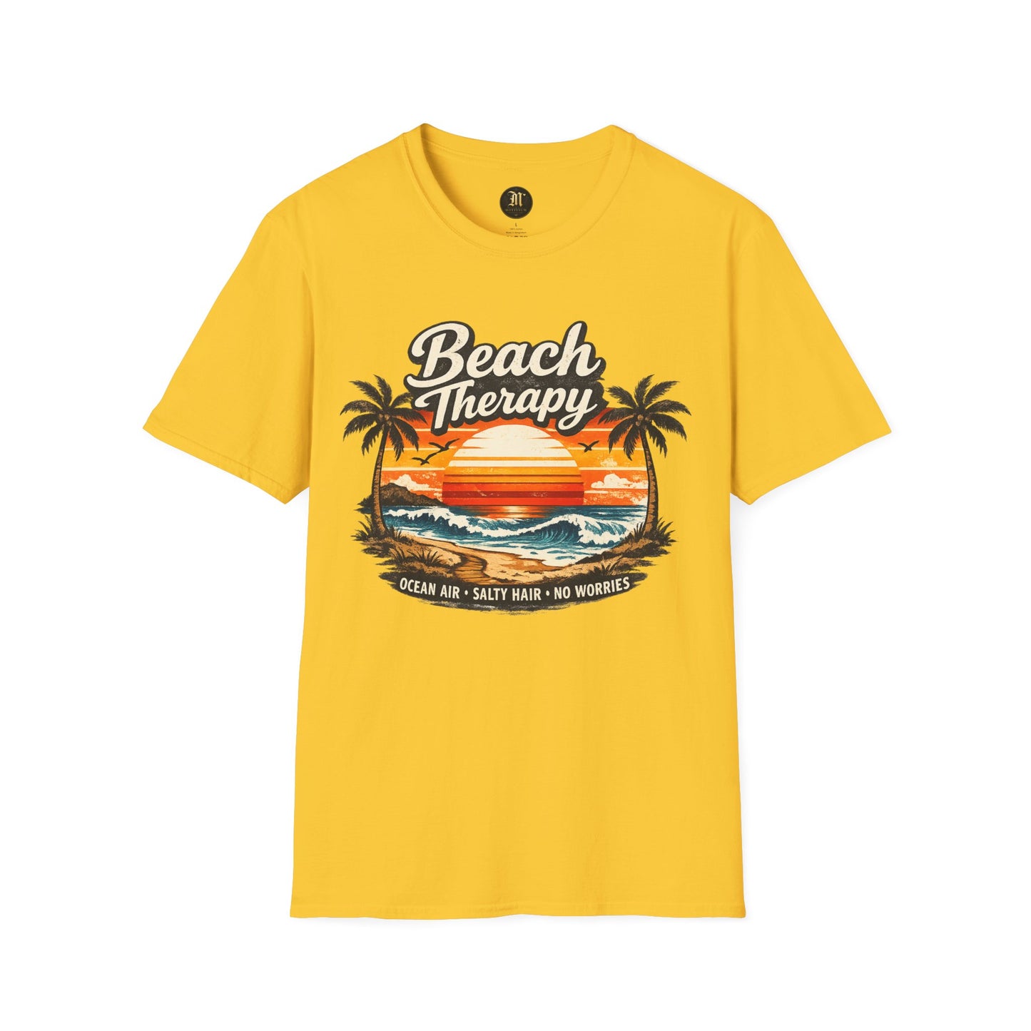 Beach Therapy Vintage Sunset T-Shirt – Ocean Air Salty Hair No Worries Summer Beach Shirt