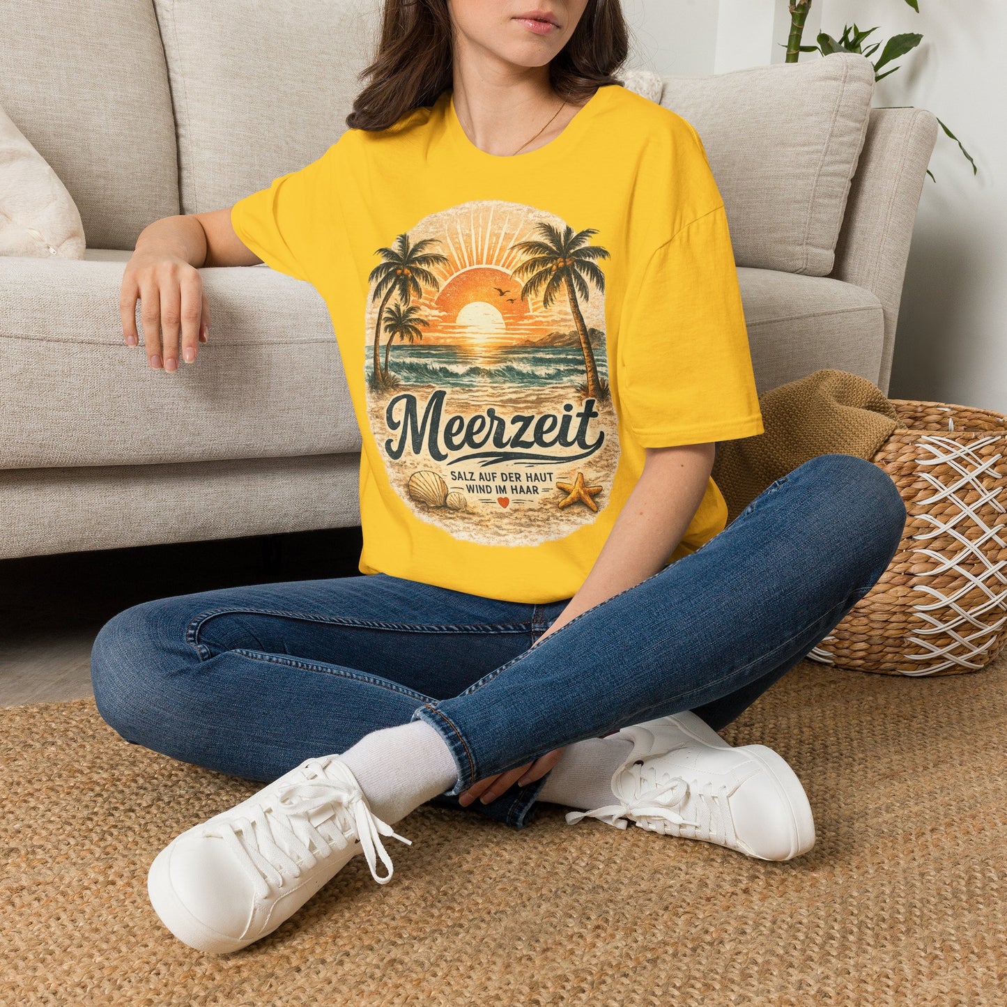 Meerzeit T-Shirt – Salz auf der Haut, Wind im Haar | Vintage Strand Shirt | Sommer Urlaub Meer Geschenk