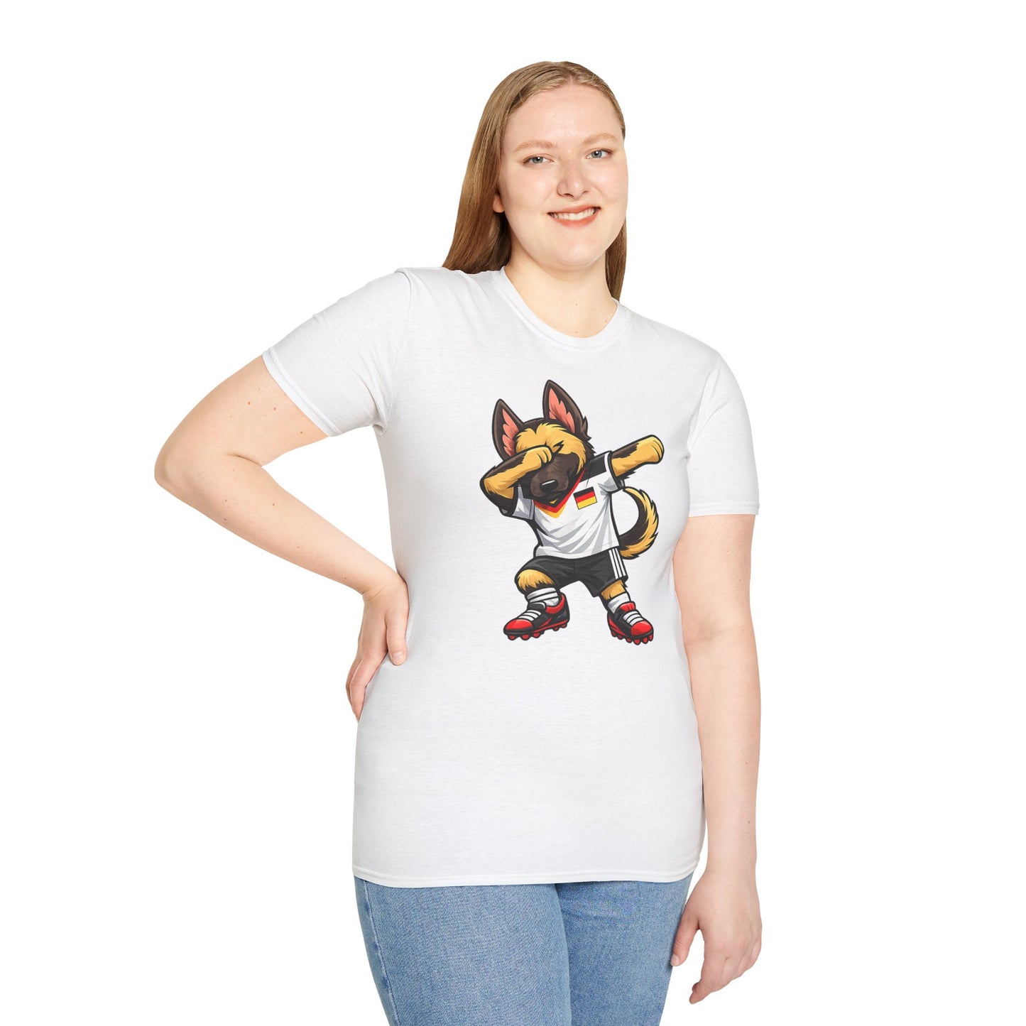 Deutschland Fußball Fan Hund T-Shirt – Dabbing Schäferhund im Deutschland Trikot