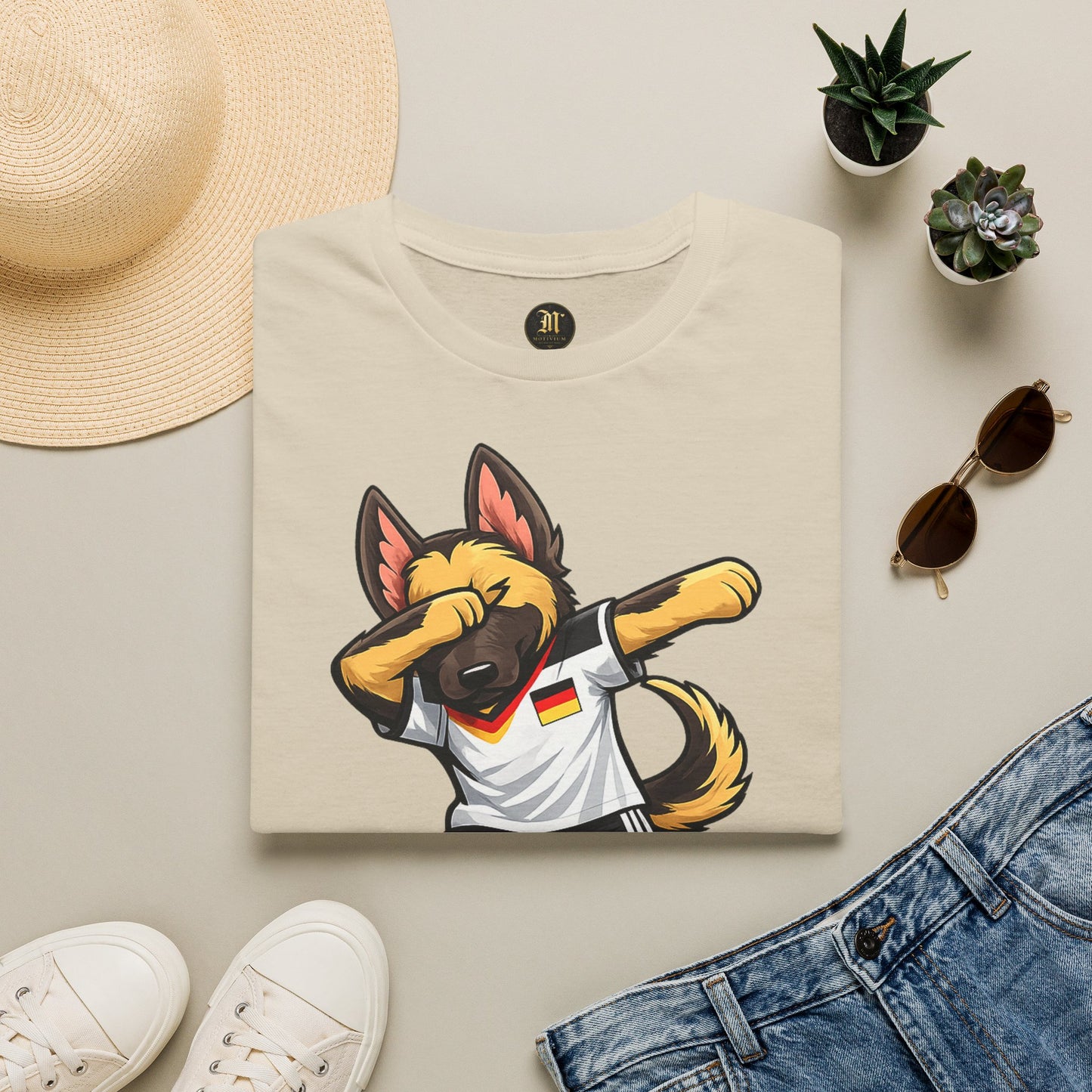 Deutschland Fußball Fan Hund T-Shirt – Dabbing Schäferhund im Deutschland Trikot