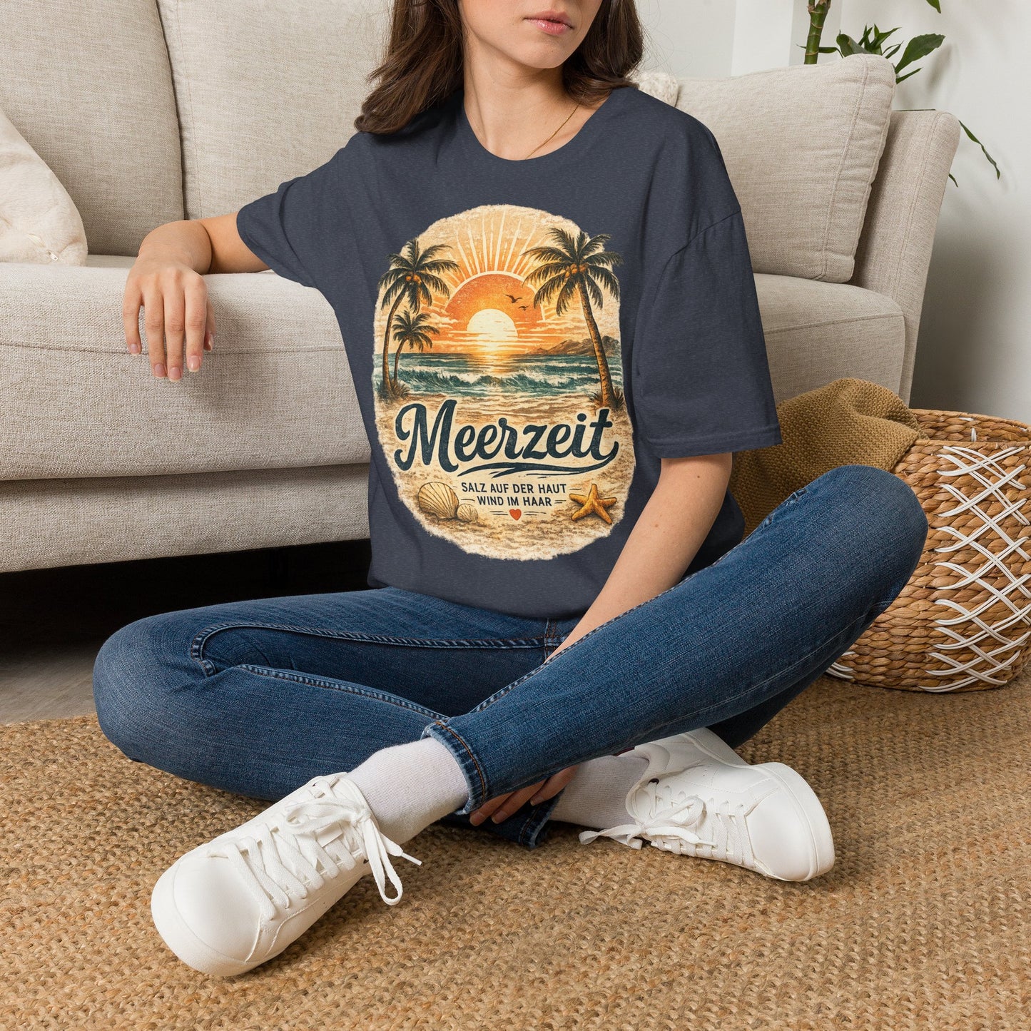 Meerzeit T-Shirt – Salz auf der Haut, Wind im Haar | Vintage Strand Shirt | Sommer Urlaub Meer Geschenk