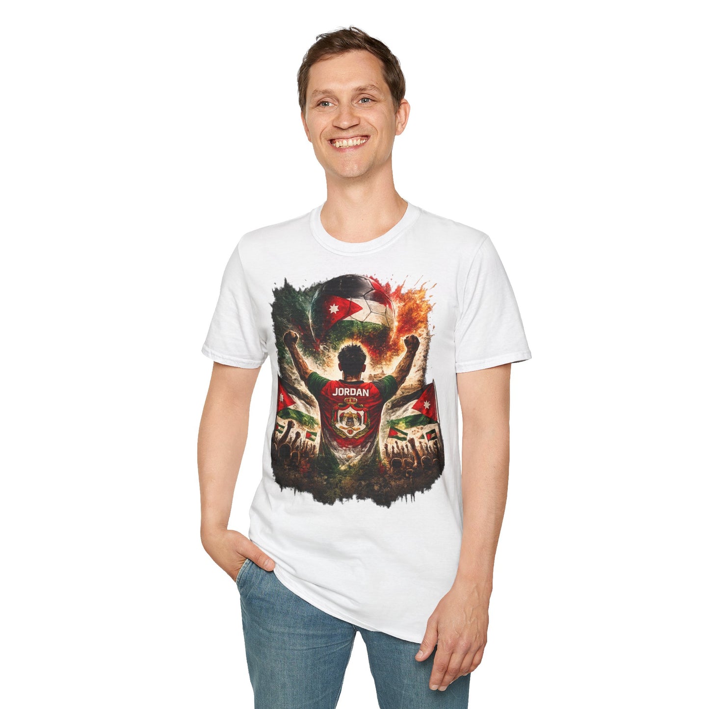 Jordanien Fußball Fan T-Shirt – Jordanien Flagge Supporter Design | Fußball Fanartikel | Geschenk für Fußballfans