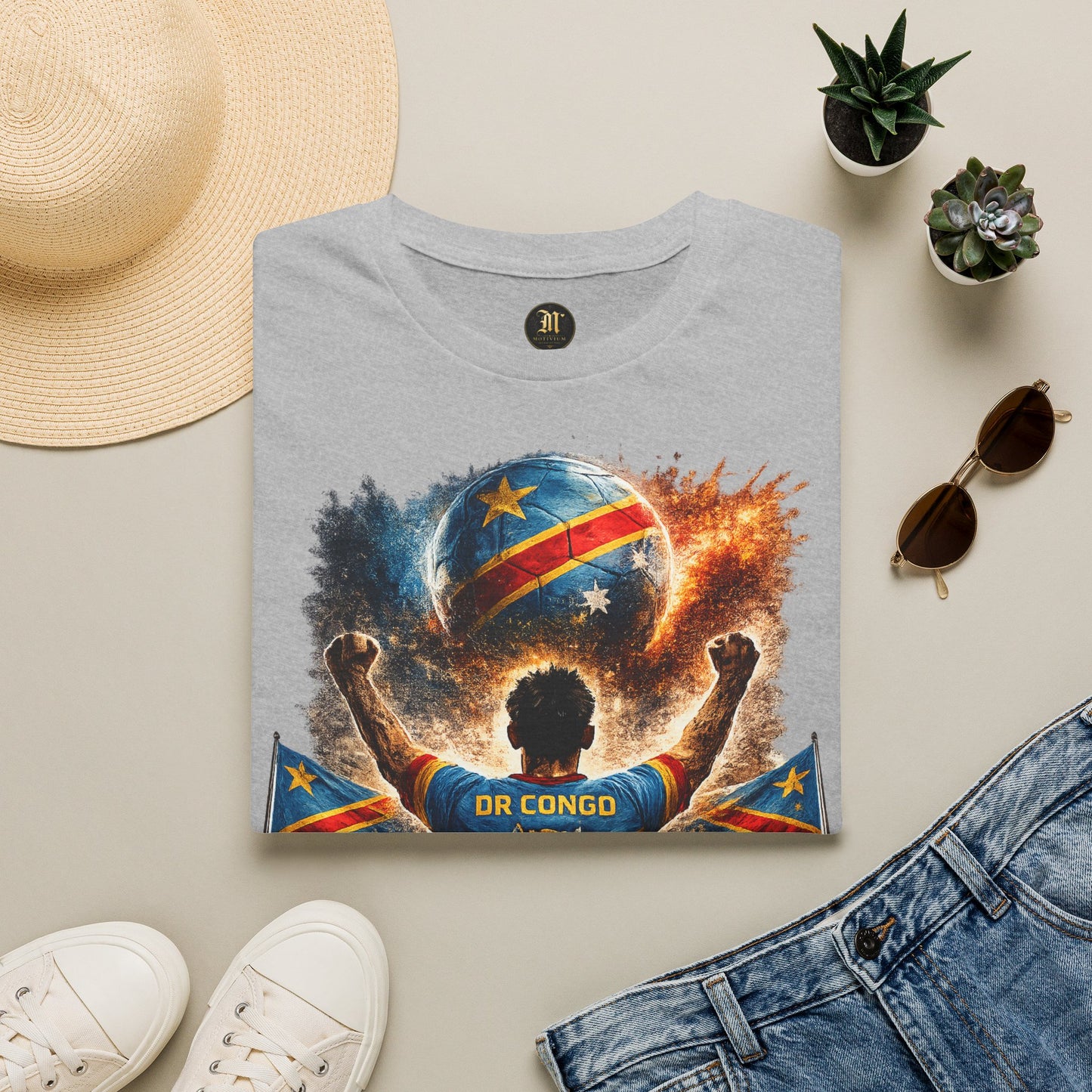 DR Kongo Fußball Fan T-Shirt – Demokratische Republik Kongo Flagge Supporter Design | Fußball Fanartikel | Geschenk für Fußballfans