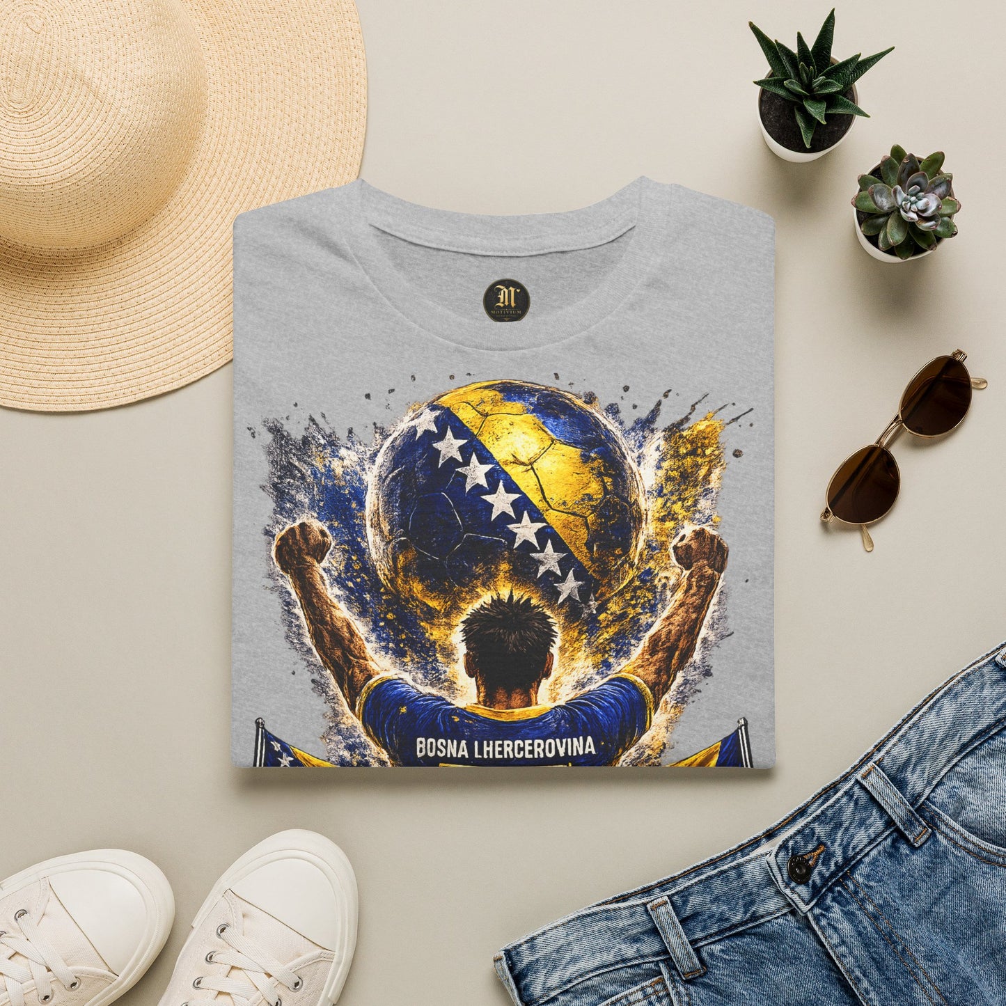 Bosnien & Herzegowina Fußball Fan T-Shirt – Bosnien Flagge Supporter Design | Fußball Fanartikel | Geschenk für Fußballfans