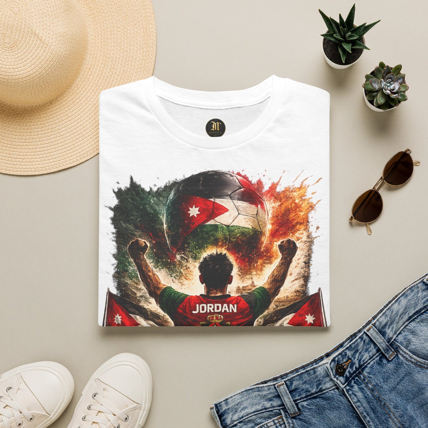 Jordanien Fußball Fan T-Shirt – Jordanien Flagge Supporter Design | Fußball Fanartikel | Geschenk für Fußballfans