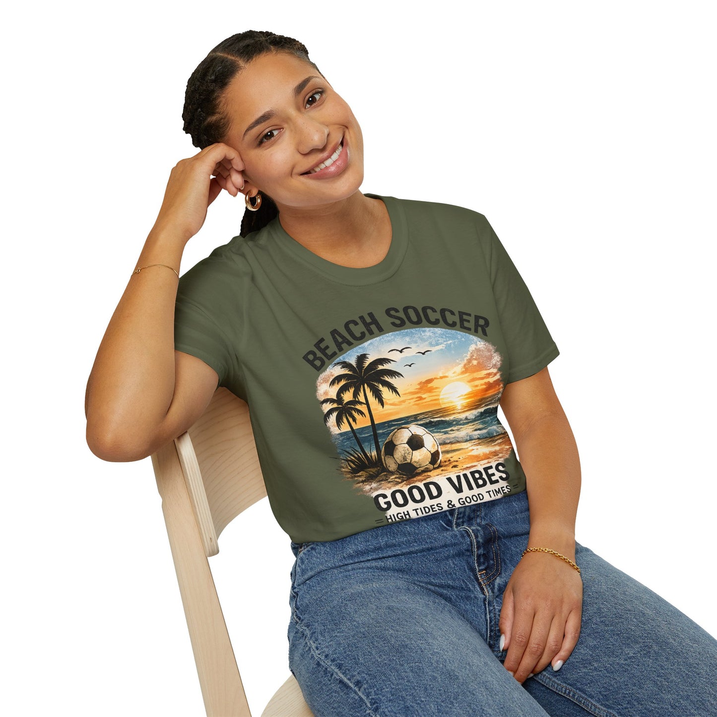 Beach Soccer – Good Vibes T-Shirt | Strandfußball & Sommer Feeling | High Tides & Good Times