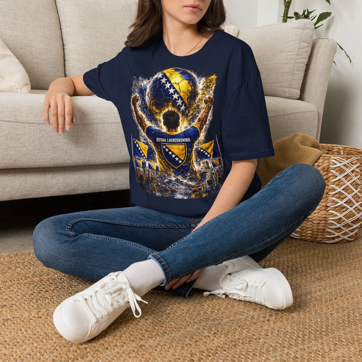 Bosnien & Herzegowina Fußball Fan T-Shirt – Bosnien Flagge Supporter Design | Fußball Fanartikel | Geschenk für Fußballfans