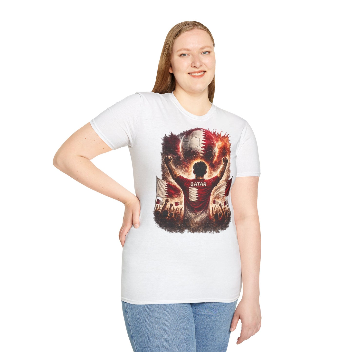 Katar Fußball Fan T-Shirt – Katar Flagge Supporter Design | Fußball Fanartikel | Geschenk für Fußballfans