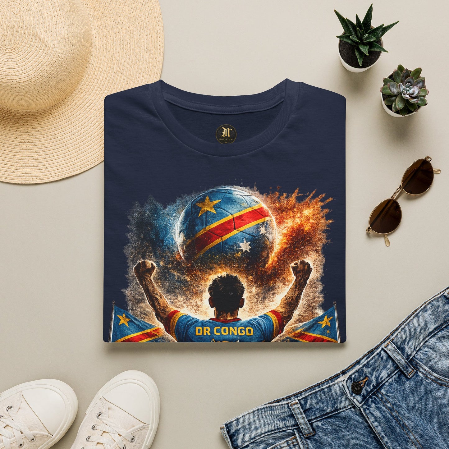 DR Kongo Fußball Fan T-Shirt – Demokratische Republik Kongo Flagge Supporter Design | Fußball Fanartikel | Geschenk für Fußballfans