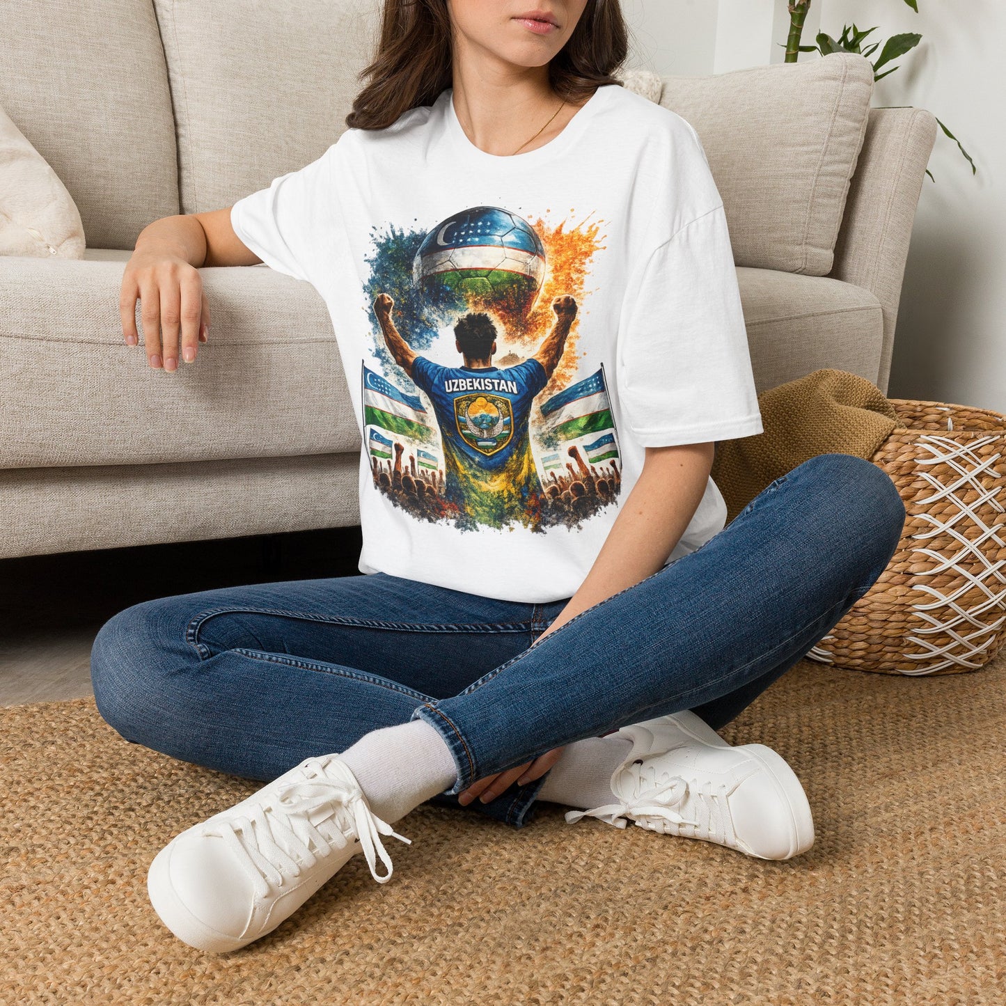 Usbekistan Fußball Fan T-Shirt – Usbekistan Flagge Supporter Design | Fußball Fanartikel | Geschenk für Fußballfans