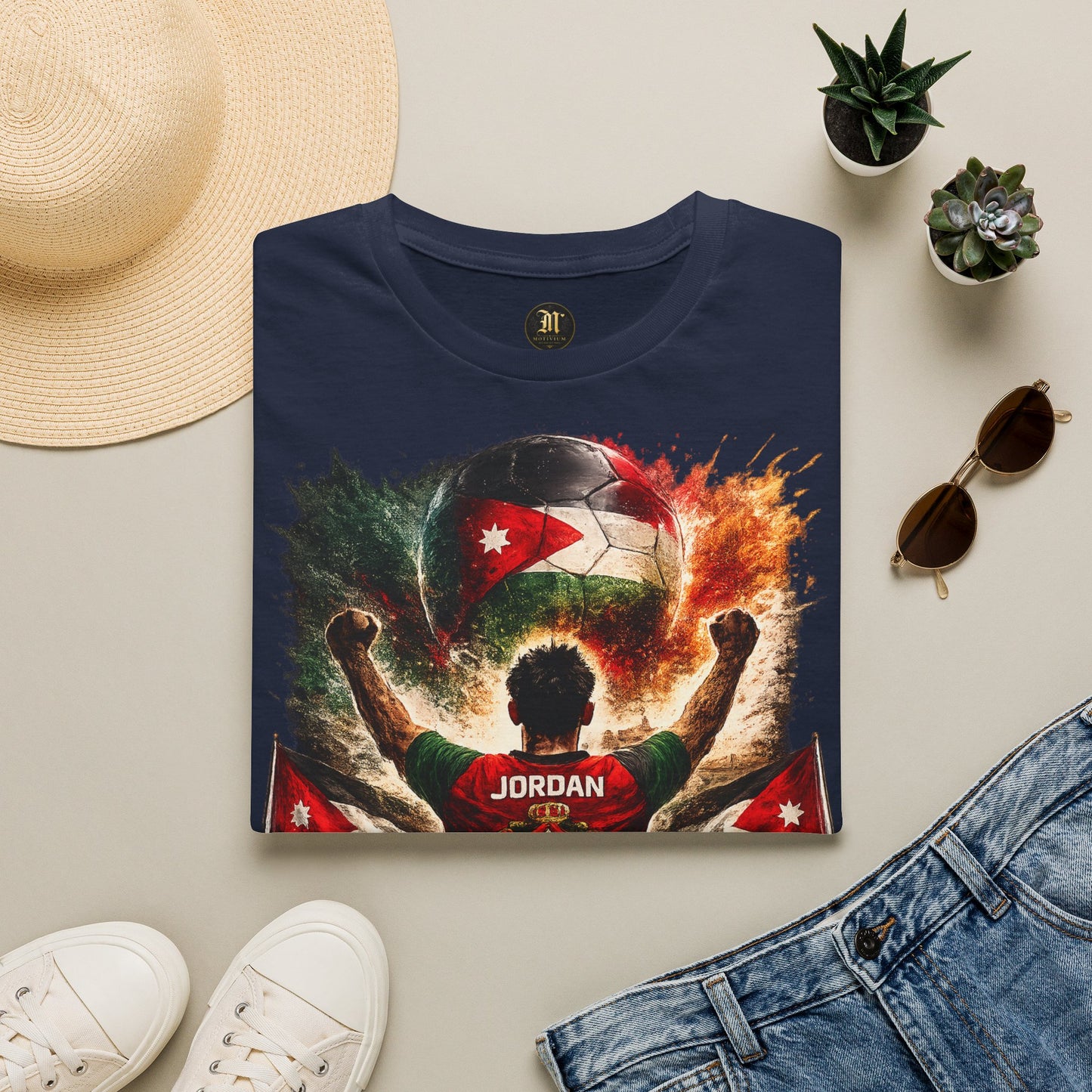 Jordanien Fußball Fan T-Shirt – Jordanien Flagge Supporter Design | Fußball Fanartikel | Geschenk für Fußballfans