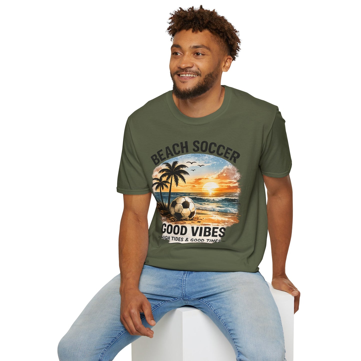 Beach Soccer – Good Vibes T-Shirt | Strandfußball & Sommer Feeling | High Tides & Good Times