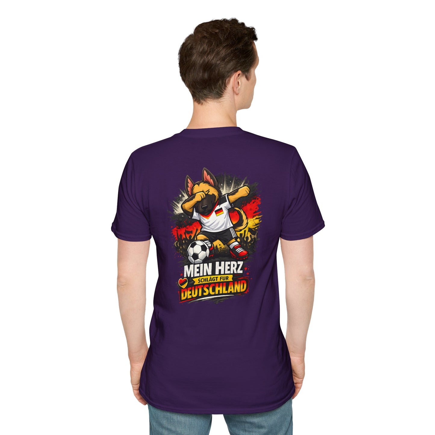 Deutschland Fußball Fan Hund T-Shirt – Front & Back Print Schäferhund Dabbing Fan-Shirt