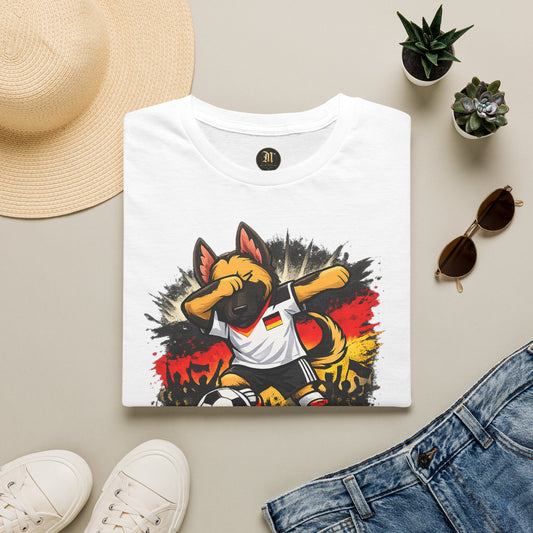 Deutschland Fußball Fan Hund T-Shirt – Schäferhund im Deutschland Trikot | Motivium