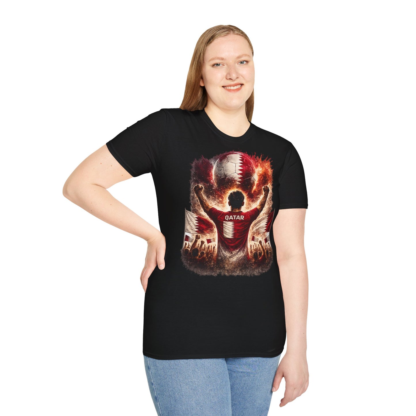 Katar Fußball Fan T-Shirt – Katar Flagge Supporter Design | Fußball Fanartikel | Geschenk für Fußballfans