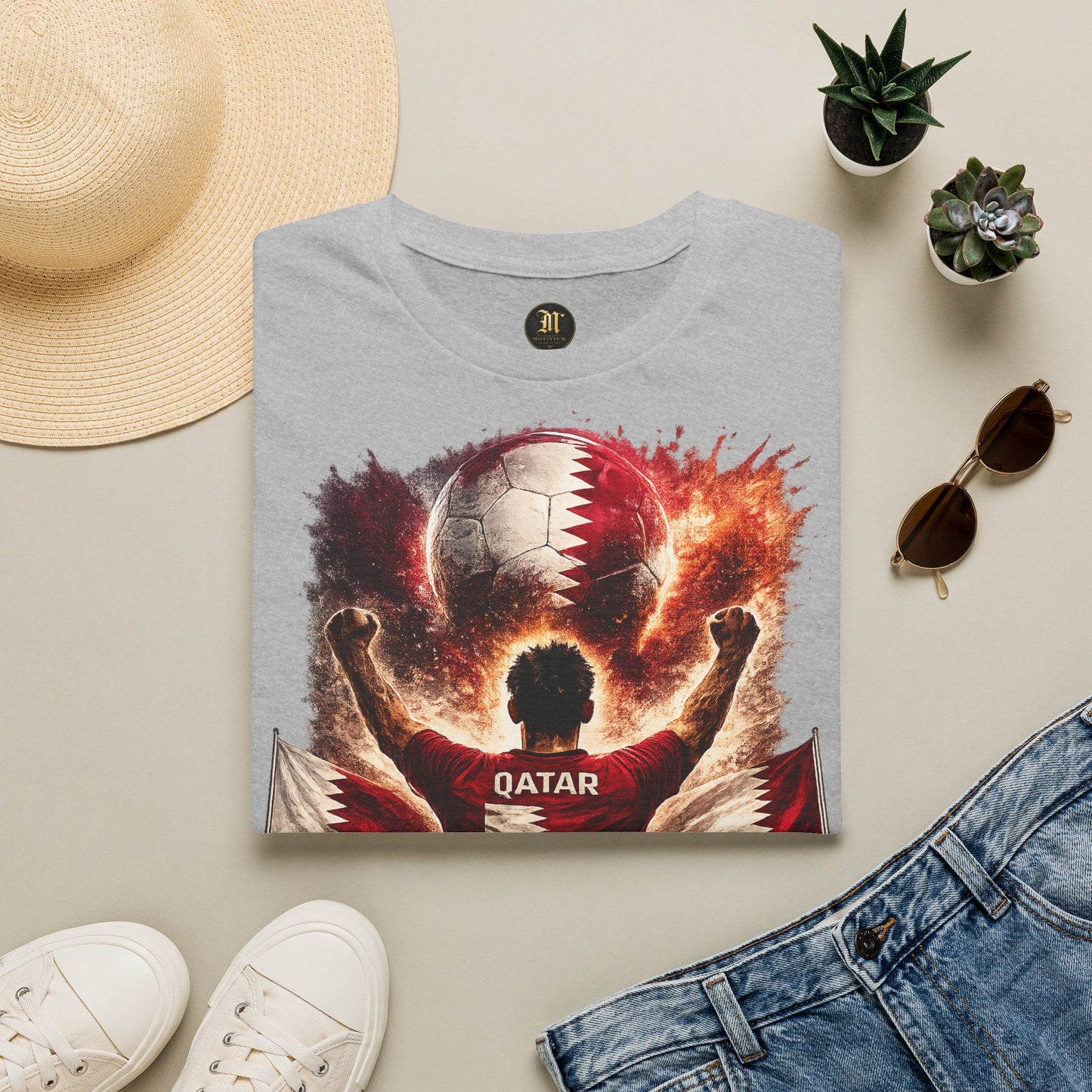 Katar Fußball Fan T-Shirt – Katar Flagge Supporter Design | Fußball Fanartikel | Geschenk für Fußballfans