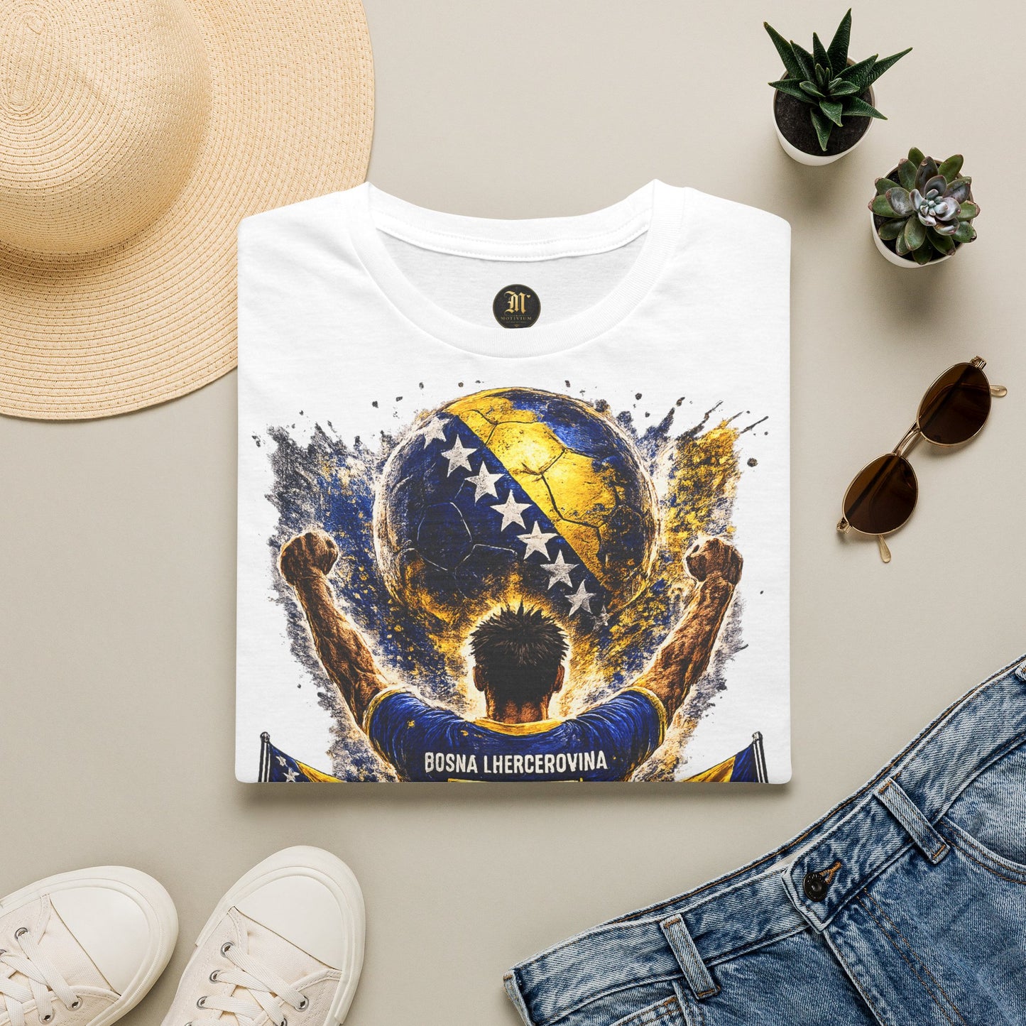 Bosnien & Herzegowina Fußball Fan T-Shirt – Bosnien Flagge Supporter Design | Fußball Fanartikel | Geschenk für Fußballfans