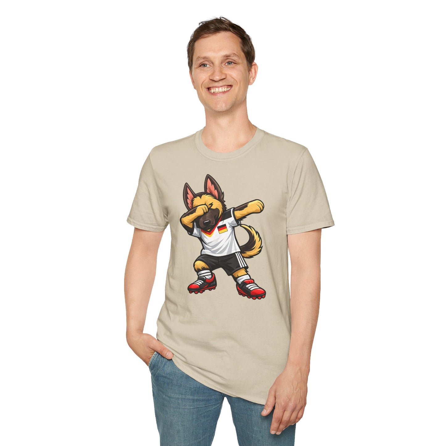 Deutschland Fußball Fan Hund T-Shirt – Dabbing Schäferhund im Deutschland Trikot