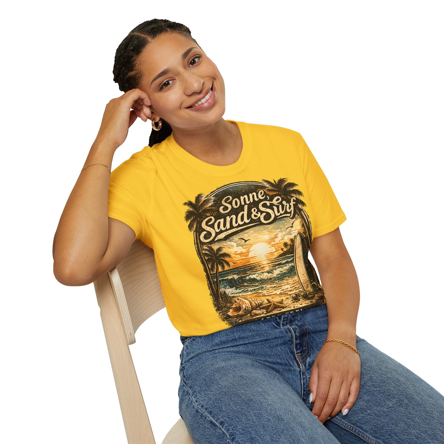 🌴 Sonne, Sand & Surf T-Shirt – Lebe Frei | Vintage Beach Lifestyle Design