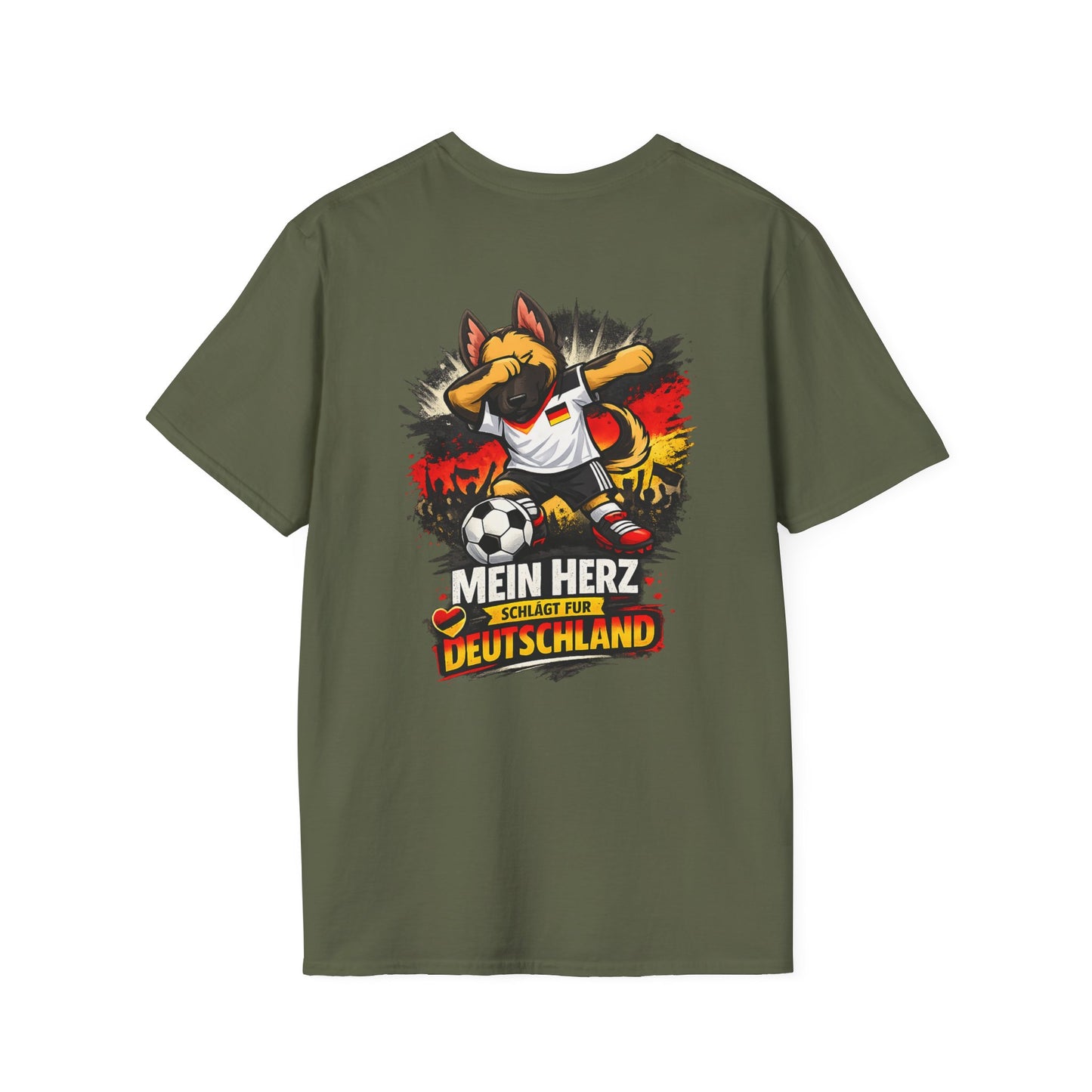 Deutschland Fußball Fan Hund T-Shirt – Front & Back Print Schäferhund Dabbing Fan-Shirt