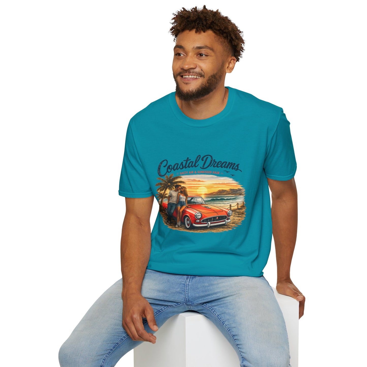 Coastal Dreams T-Shirt – Salty Air & Sunkissed Hair | Vintage Strand Oldtimer Paar Design | Sommer Shirt