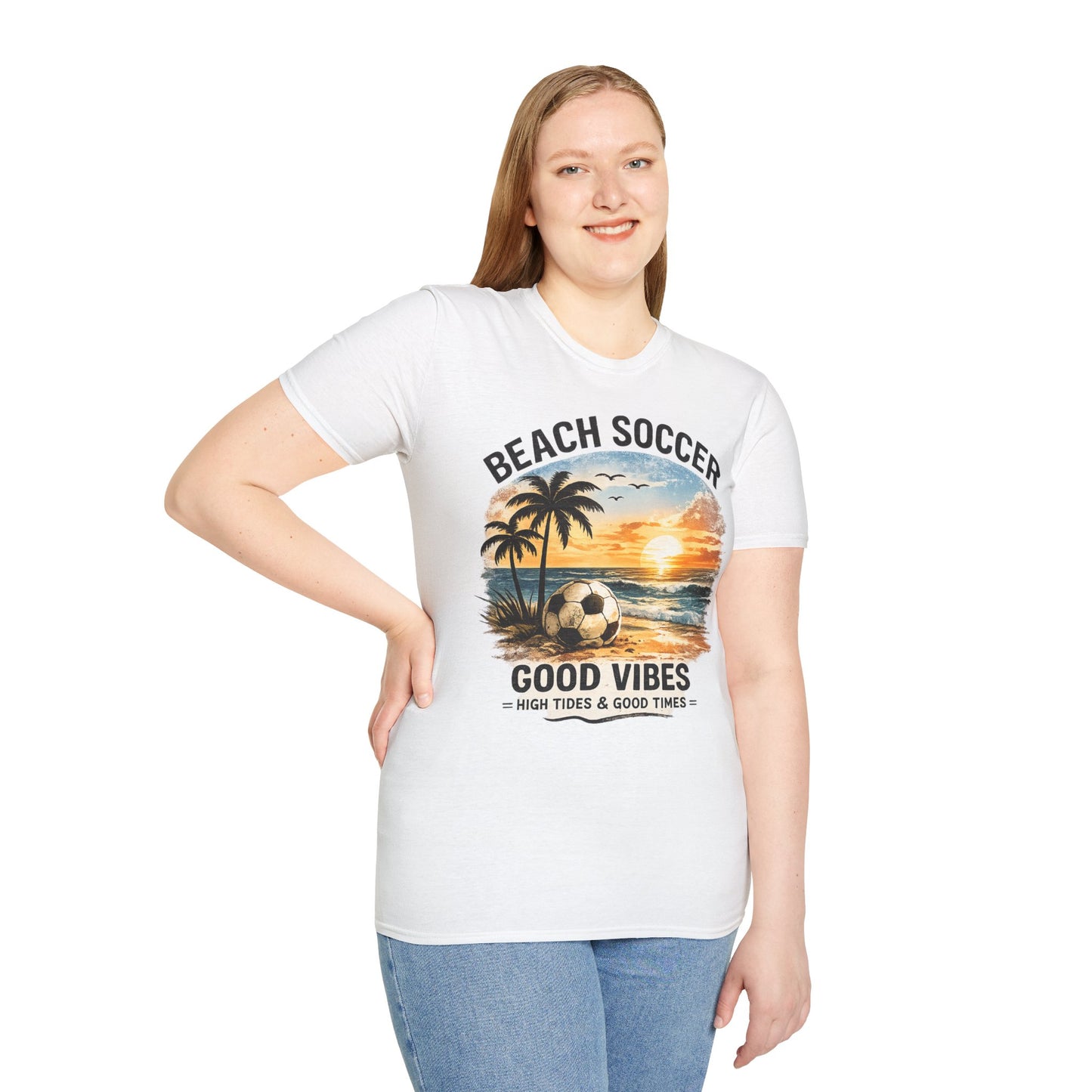 Beach Soccer – Good Vibes T-Shirt | Strandfußball & Sommer Feeling | High Tides & Good Times