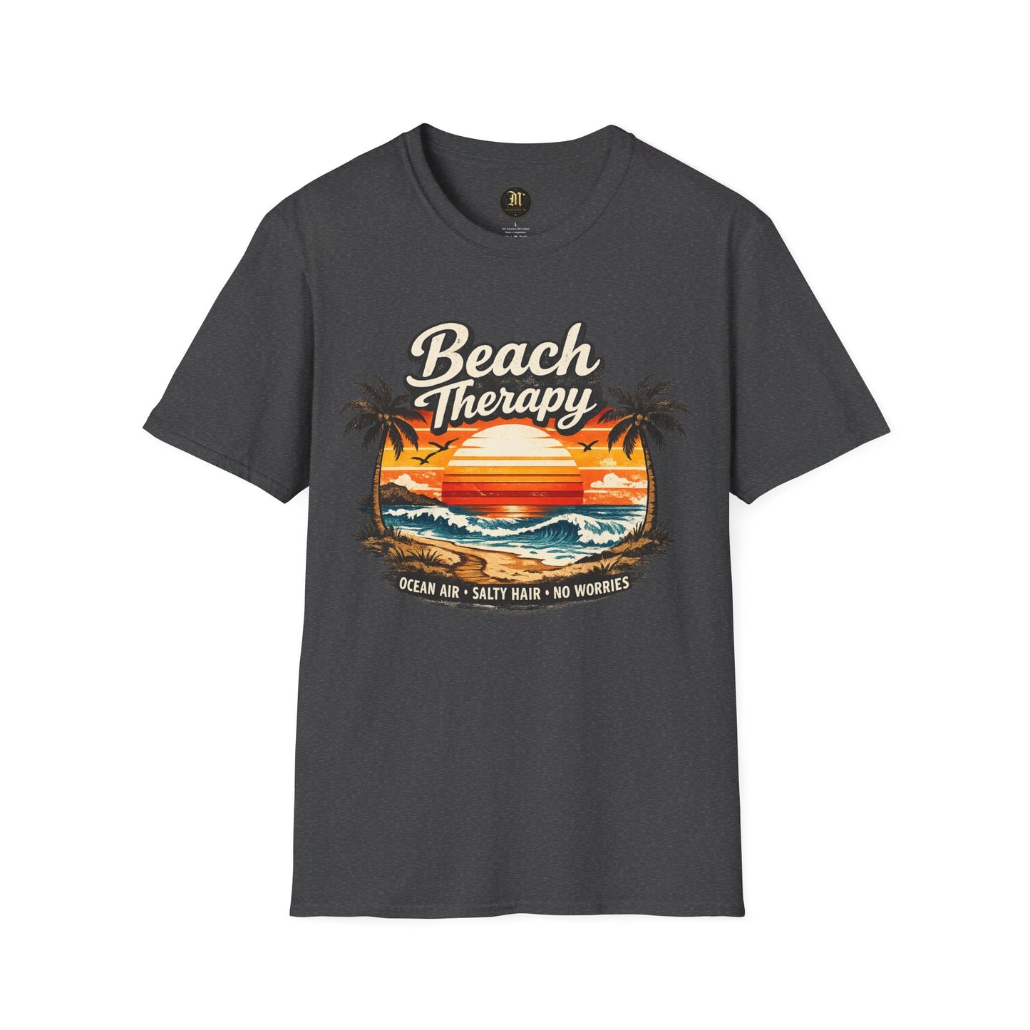 Beach Therapy Vintage Sunset T-Shirt – Ocean Air Salty Hair No Worries Summer Beach Shirt