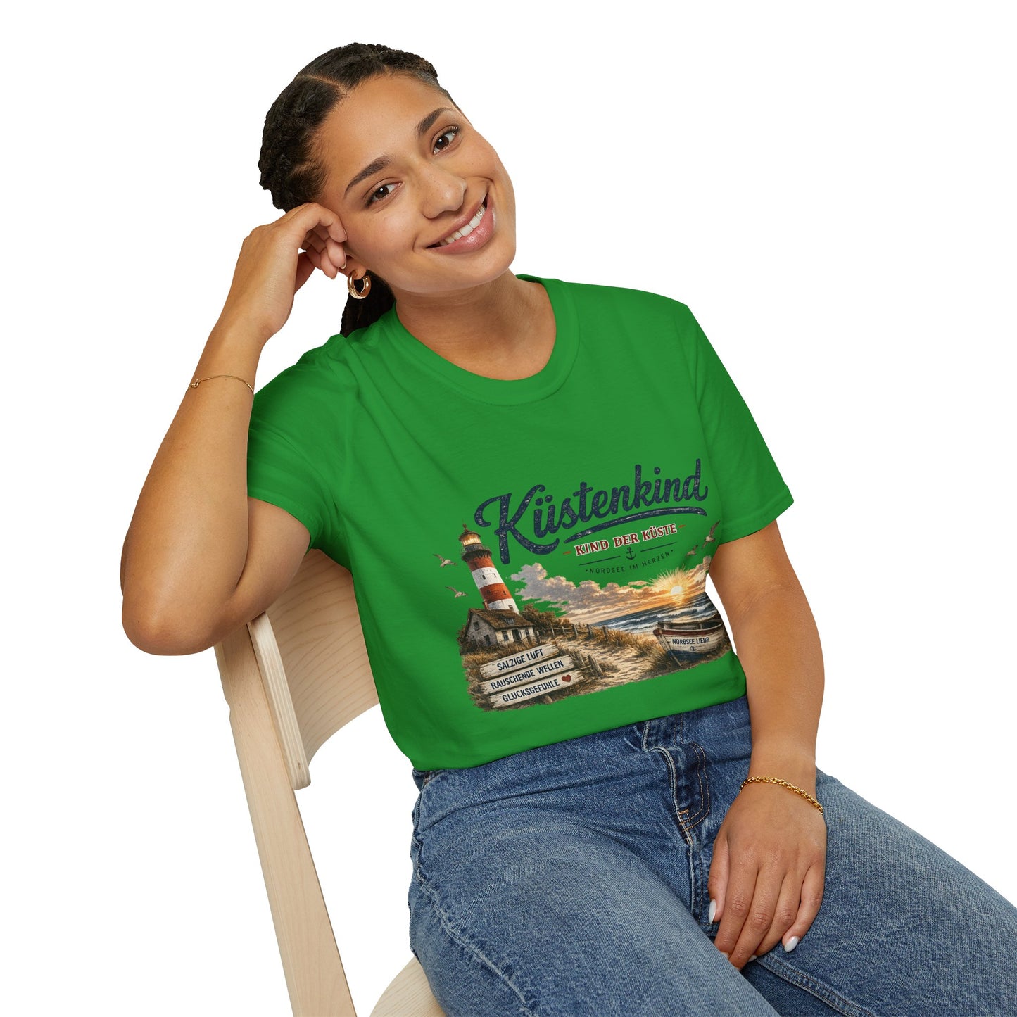 Küstenkind T-Shirt – Kind der Küste | Nordsee im Herzen | Vintage Leuchtturm Strand Design | Maritimes Sommer Shirt