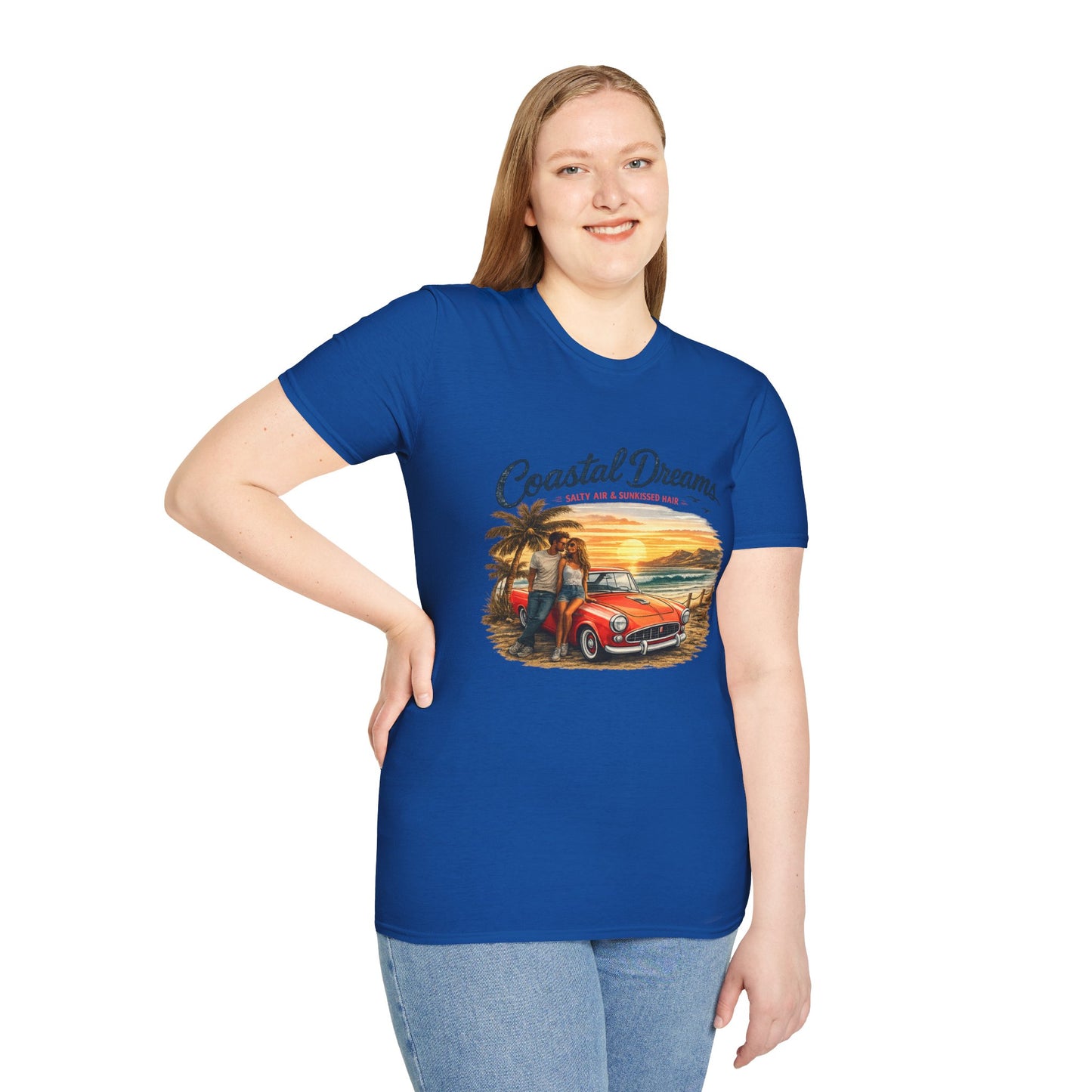 Coastal Dreams T-Shirt – Salty Air & Sunkissed Hair | Vintage Strand Oldtimer Paar Design | Sommer Shirt