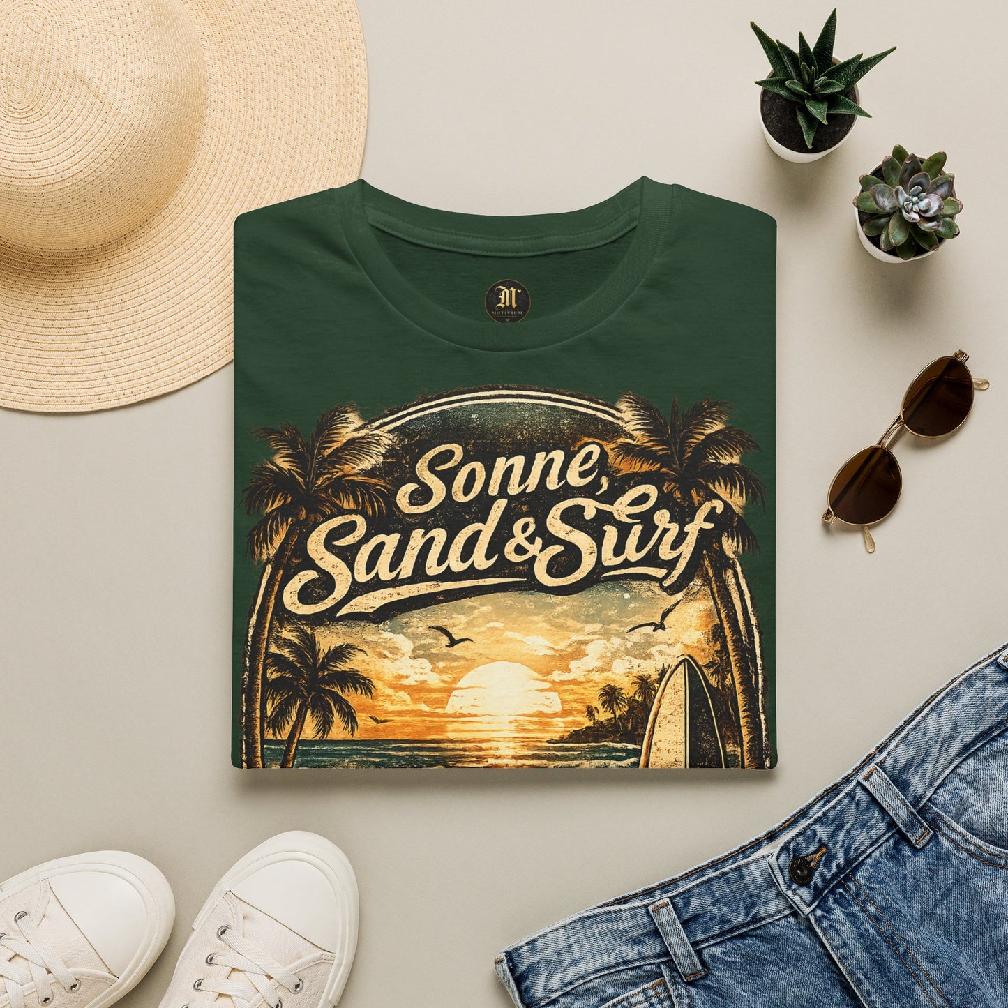 🌴 Sonne, Sand & Surf T-Shirt – Lebe Frei | Vintage Beach Lifestyle Design