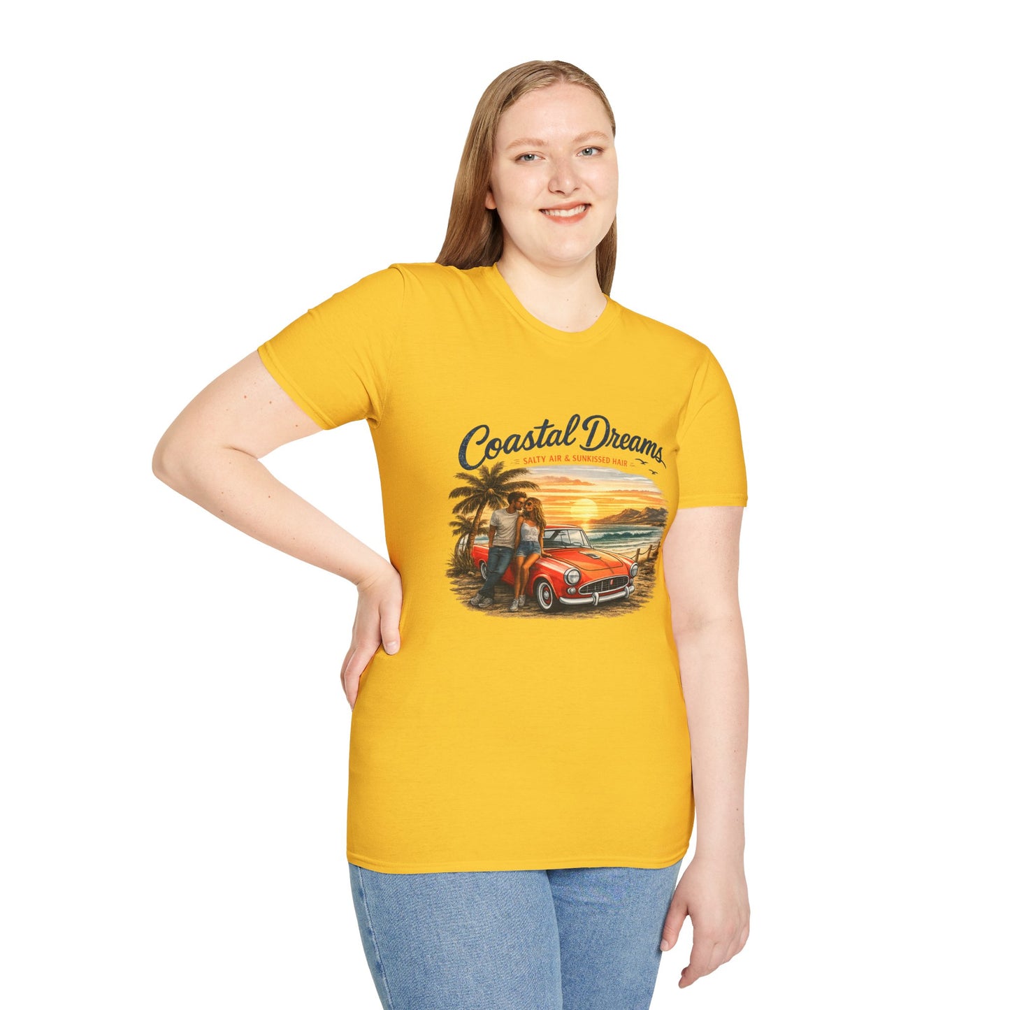Coastal Dreams T-Shirt – Salty Air & Sunkissed Hair | Vintage Strand Oldtimer Paar Design | Sommer Shirt