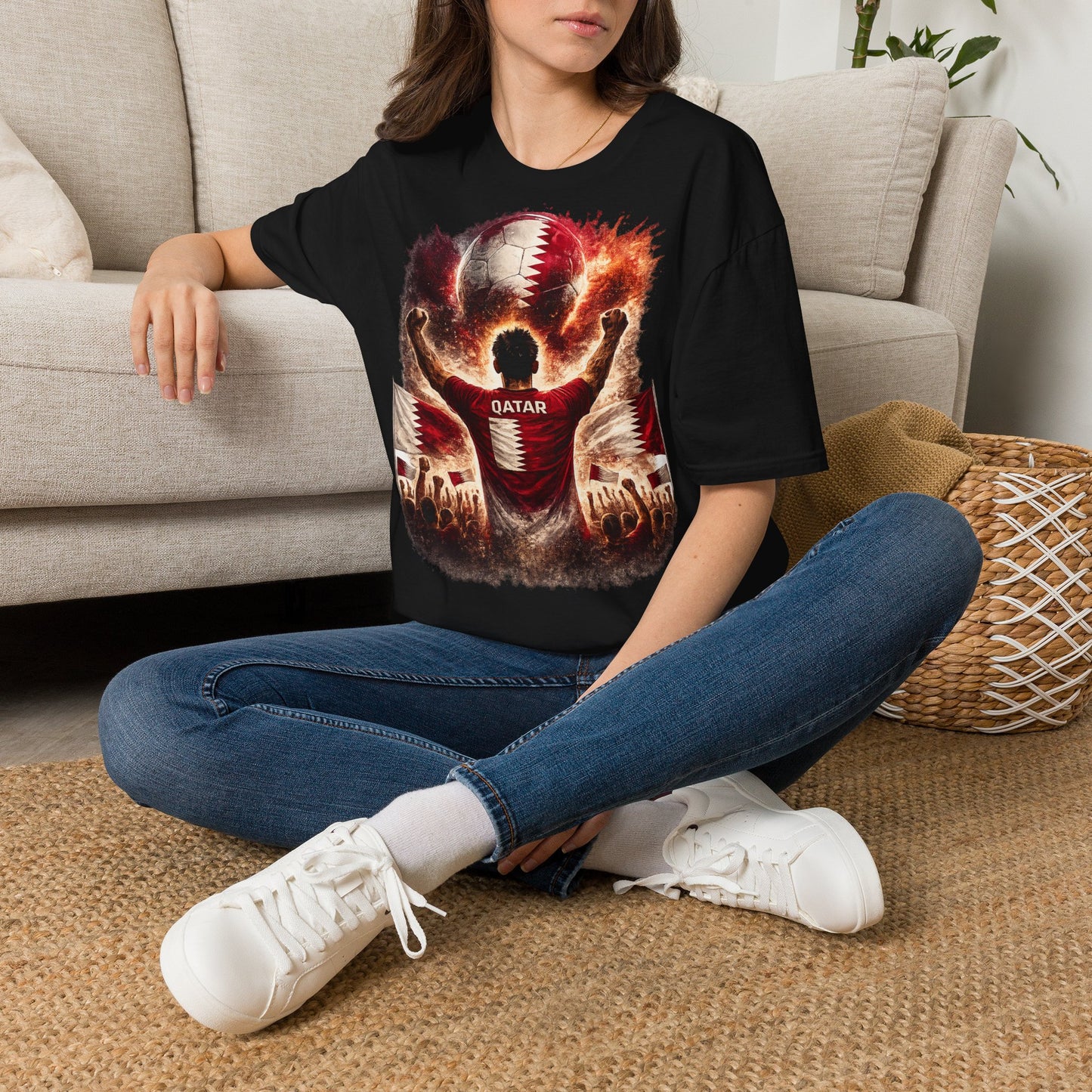 Katar Fußball Fan T-Shirt – Katar Flagge Supporter Design | Fußball Fanartikel | Geschenk für Fußballfans