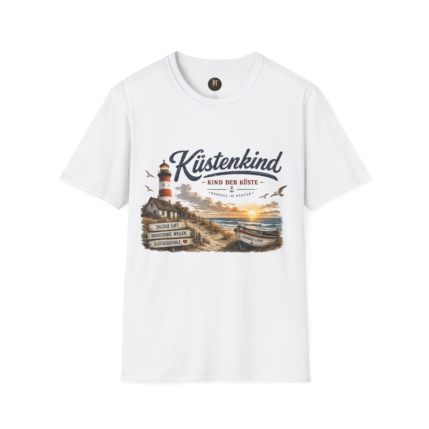Küstenkind T-Shirt – Kind der Küste | Nordsee im Herzen | Vintage Leuchtturm Strand Design | Maritimes Sommer Shirt
