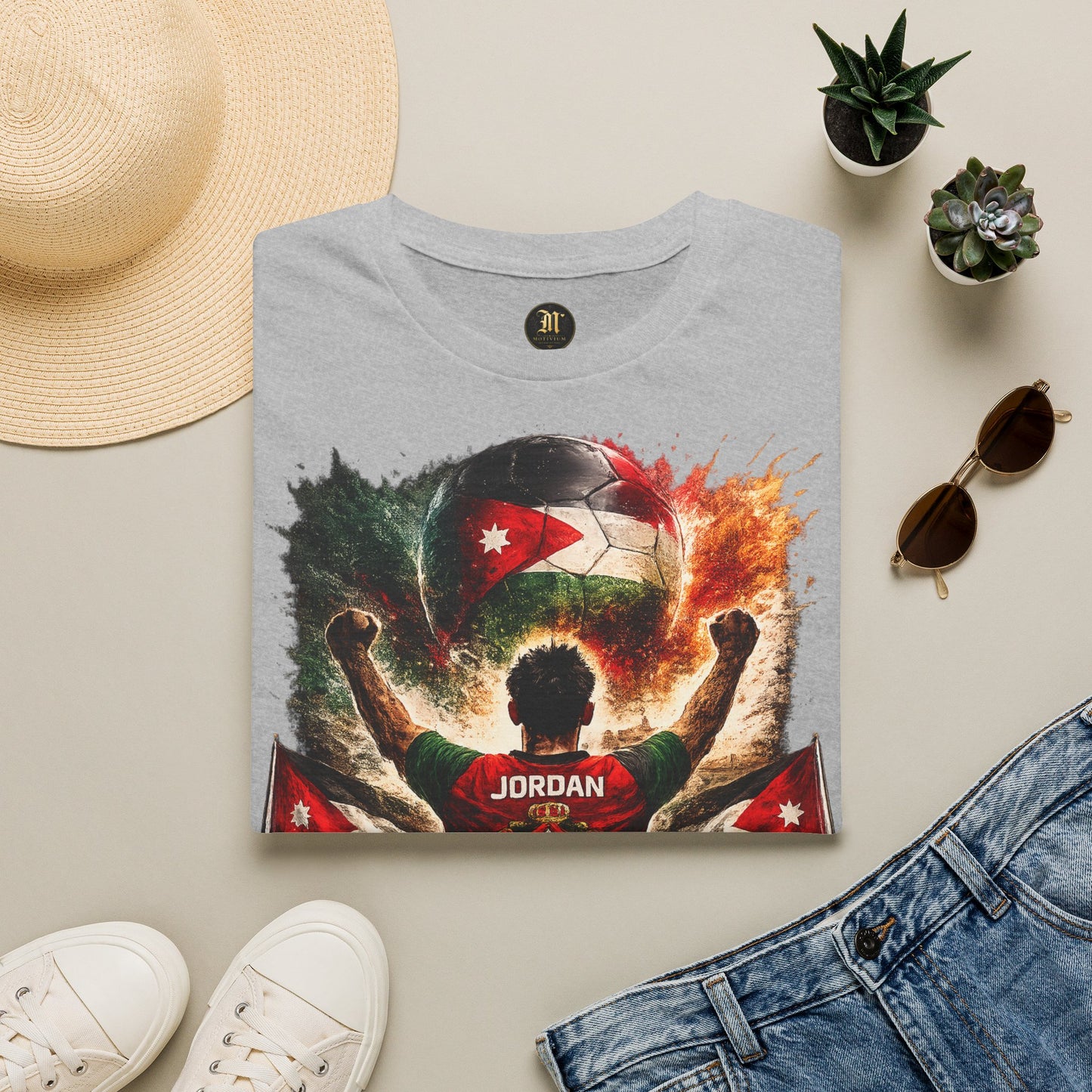 Jordanien Fußball Fan T-Shirt – Jordanien Flagge Supporter Design | Fußball Fanartikel | Geschenk für Fußballfans