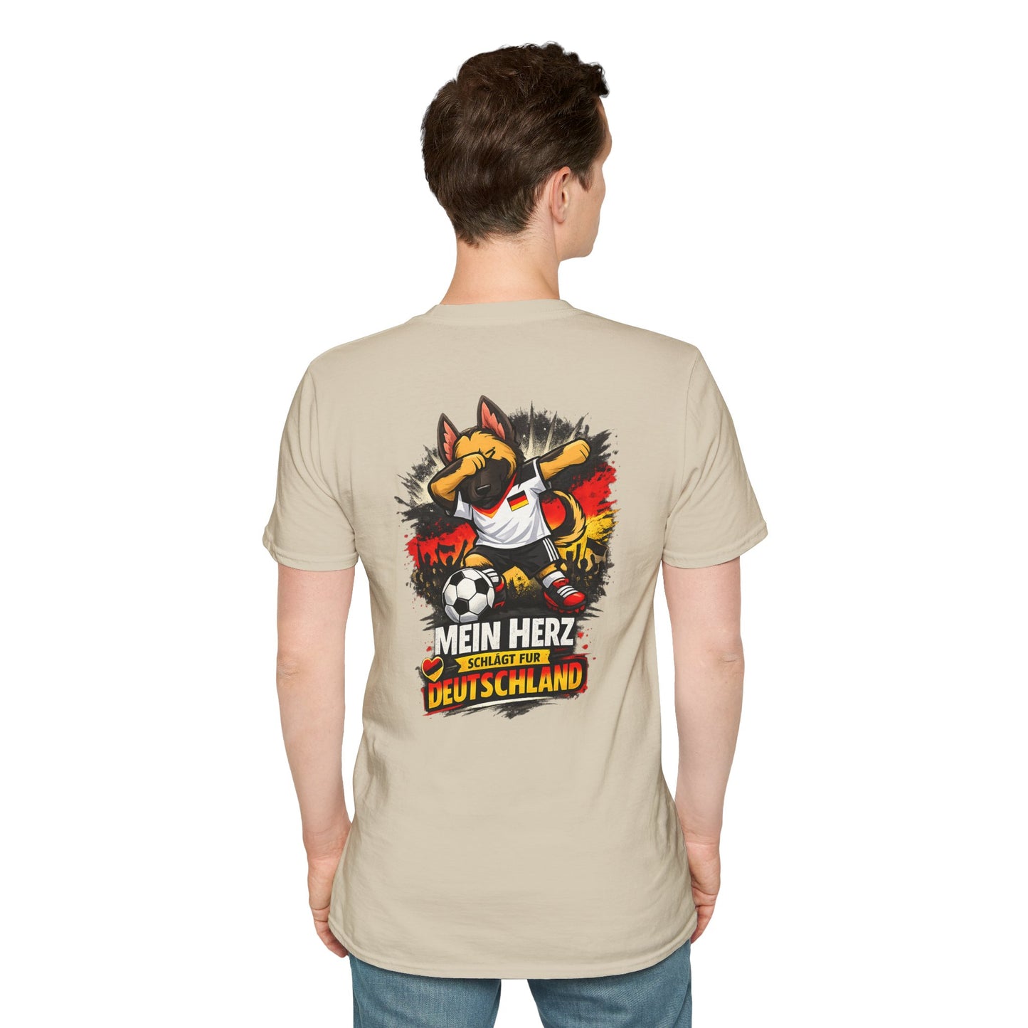 Deutschland Fußball Fan Hund T-Shirt – Front & Back Print Schäferhund Dabbing Fan-Shirt