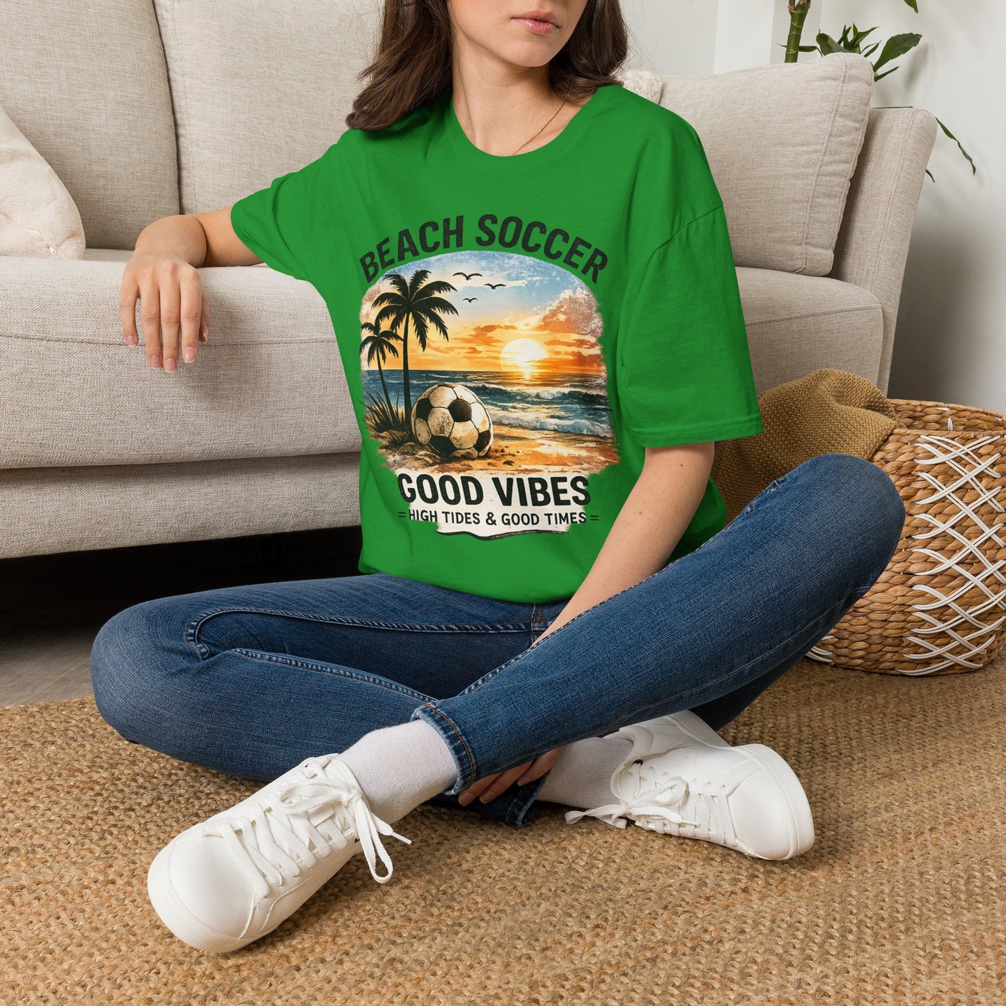 Beach Soccer – Good Vibes T-Shirt | Strandfußball & Sommer Feeling | High Tides & Good Times