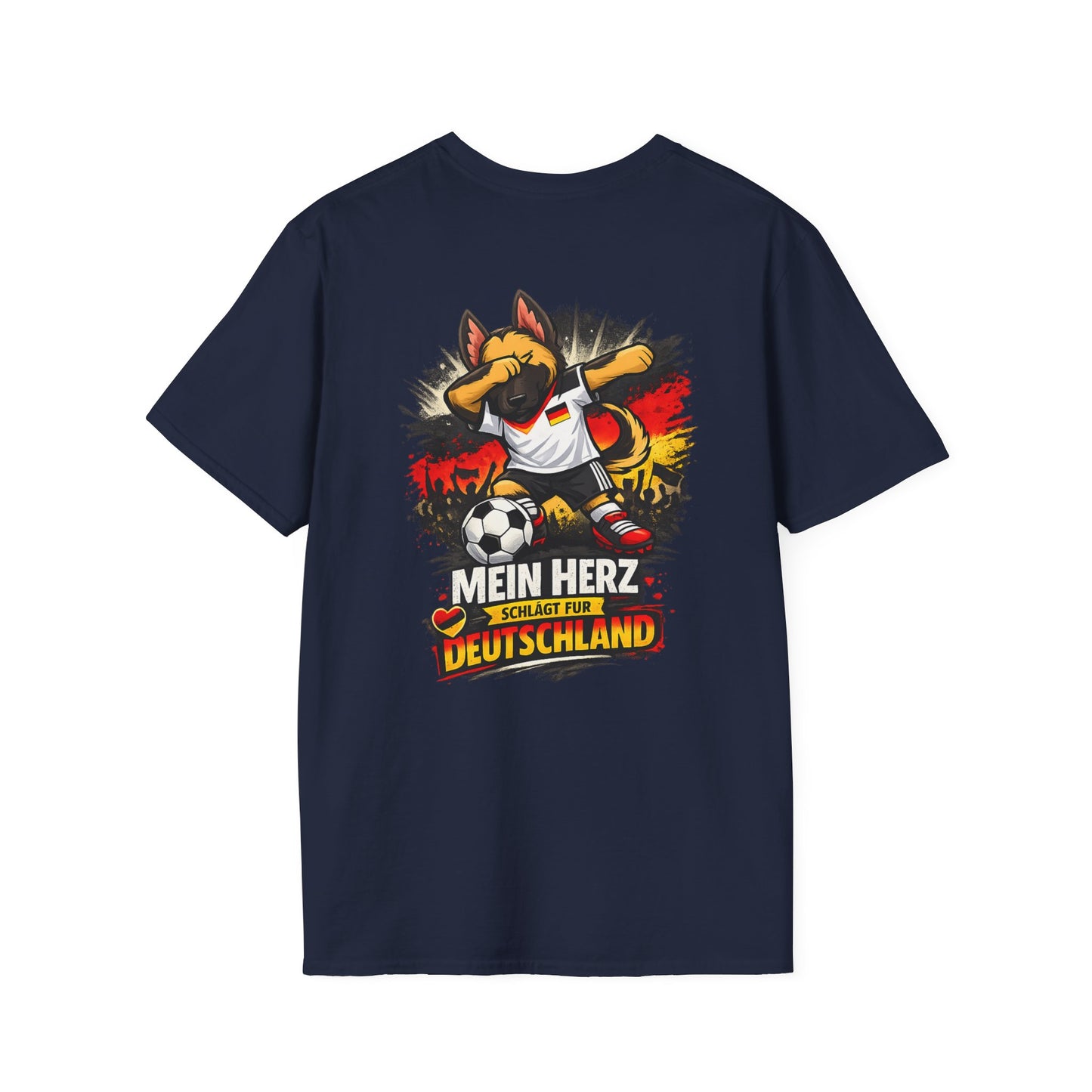 Deutschland Fußball Fan Hund T-Shirt – Front & Back Print Schäferhund Dabbing Fan-Shirt