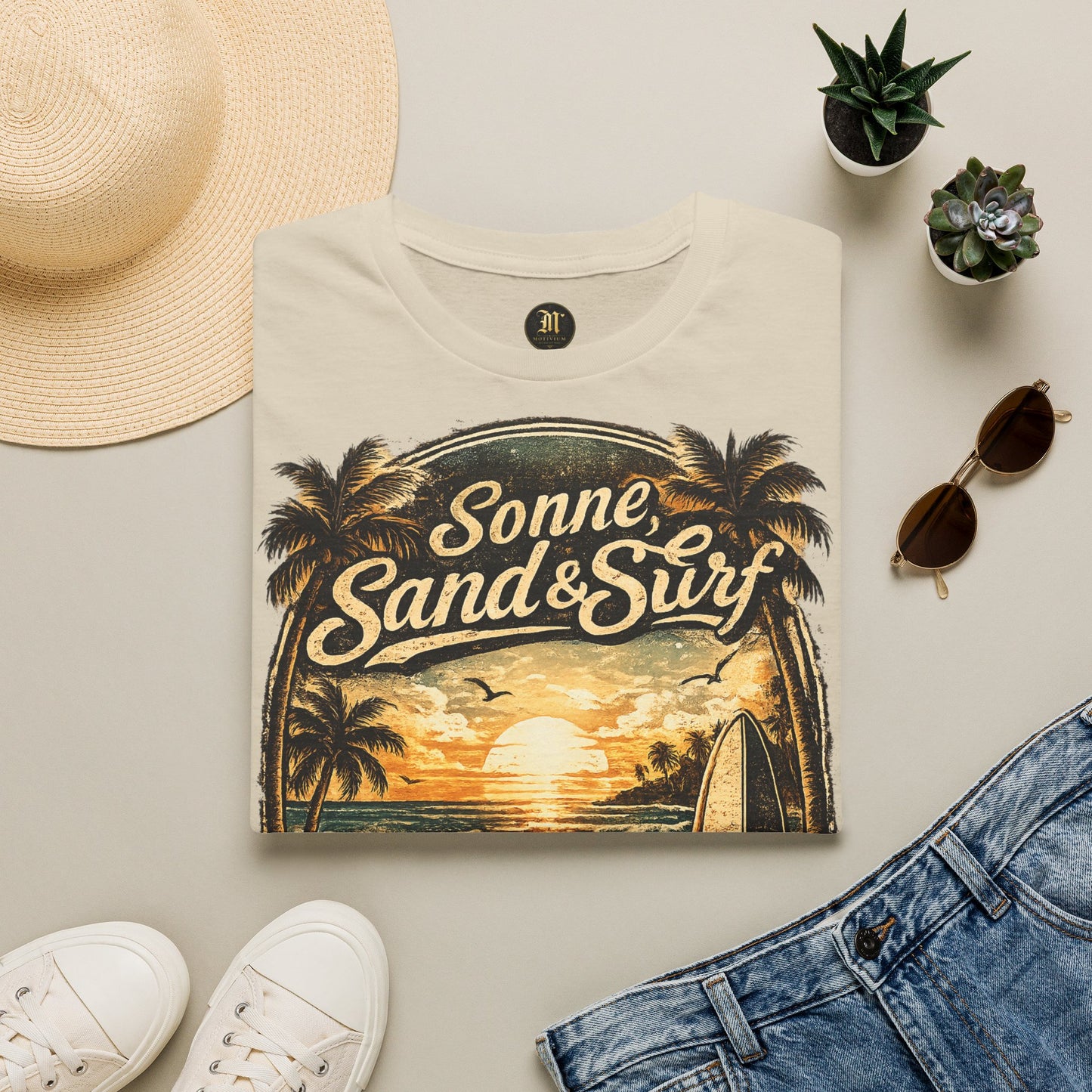 🌴 Sonne, Sand & Surf T-Shirt – Lebe Frei | Vintage Beach Lifestyle Design