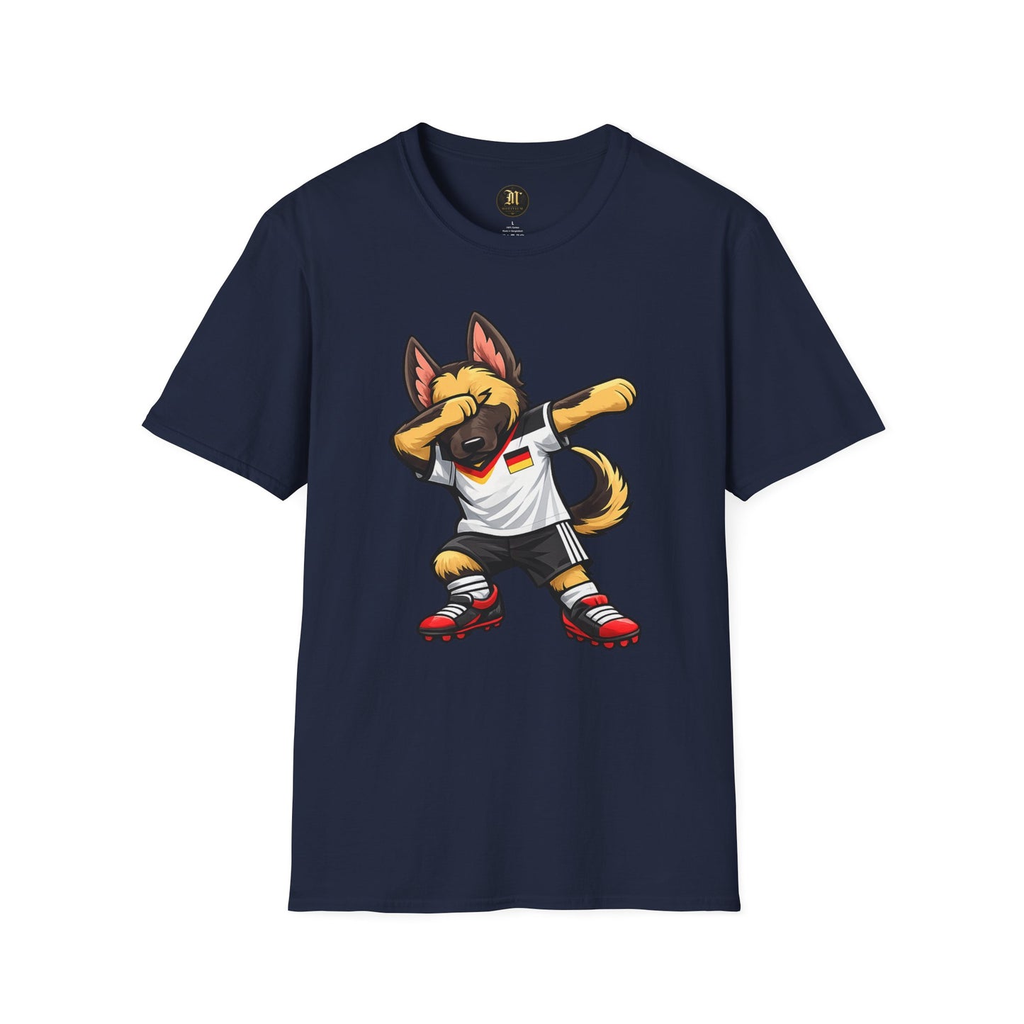 Deutschland Fußball Fan Hund T-Shirt – Front & Back Print Schäferhund Dabbing Fan-Shirt
