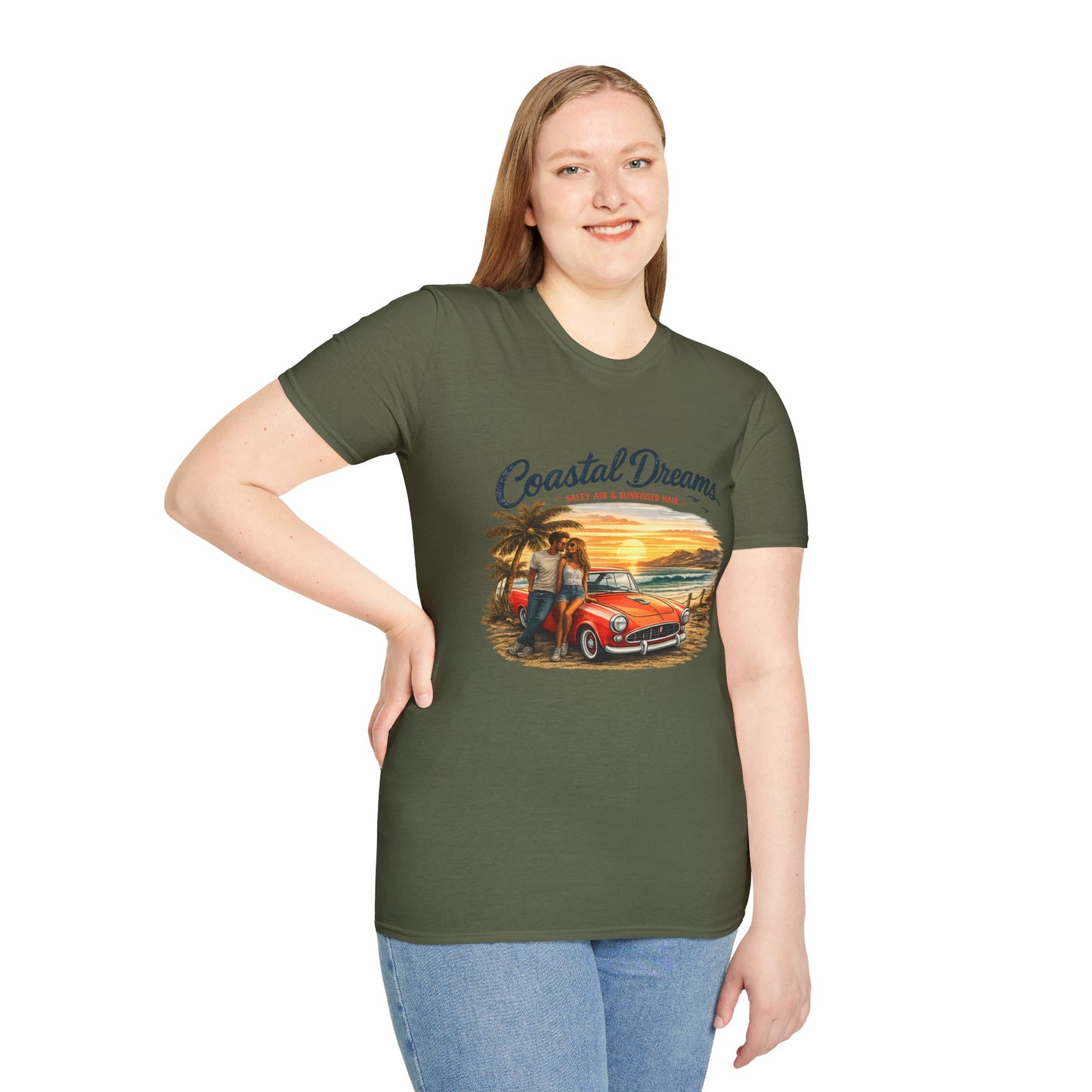 Coastal Dreams T-Shirt – Salty Air & Sunkissed Hair | Vintage Strand Oldtimer Paar Design | Sommer Shirt