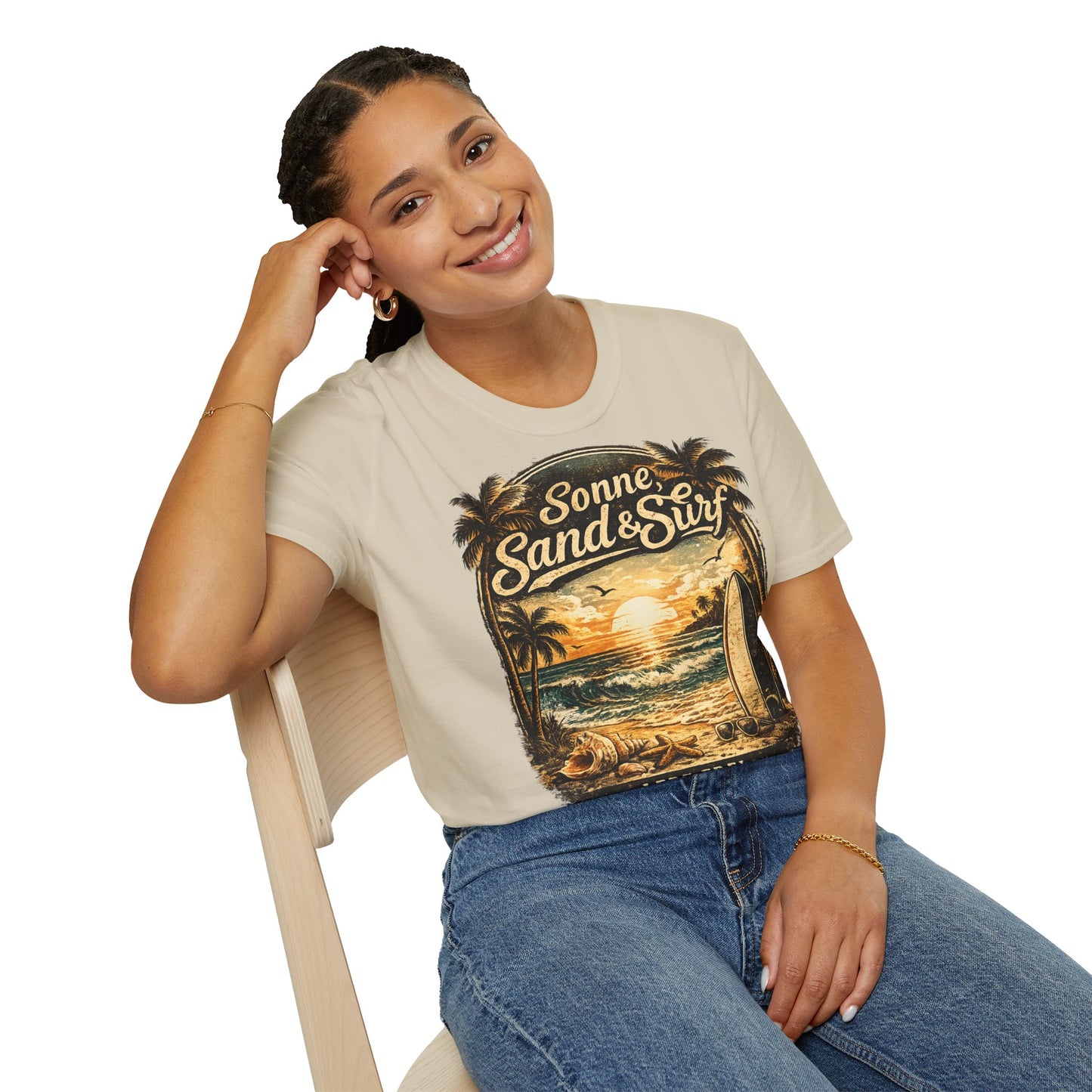 🌴 Sonne, Sand & Surf T-Shirt – Lebe Frei | Vintage Beach Lifestyle Design